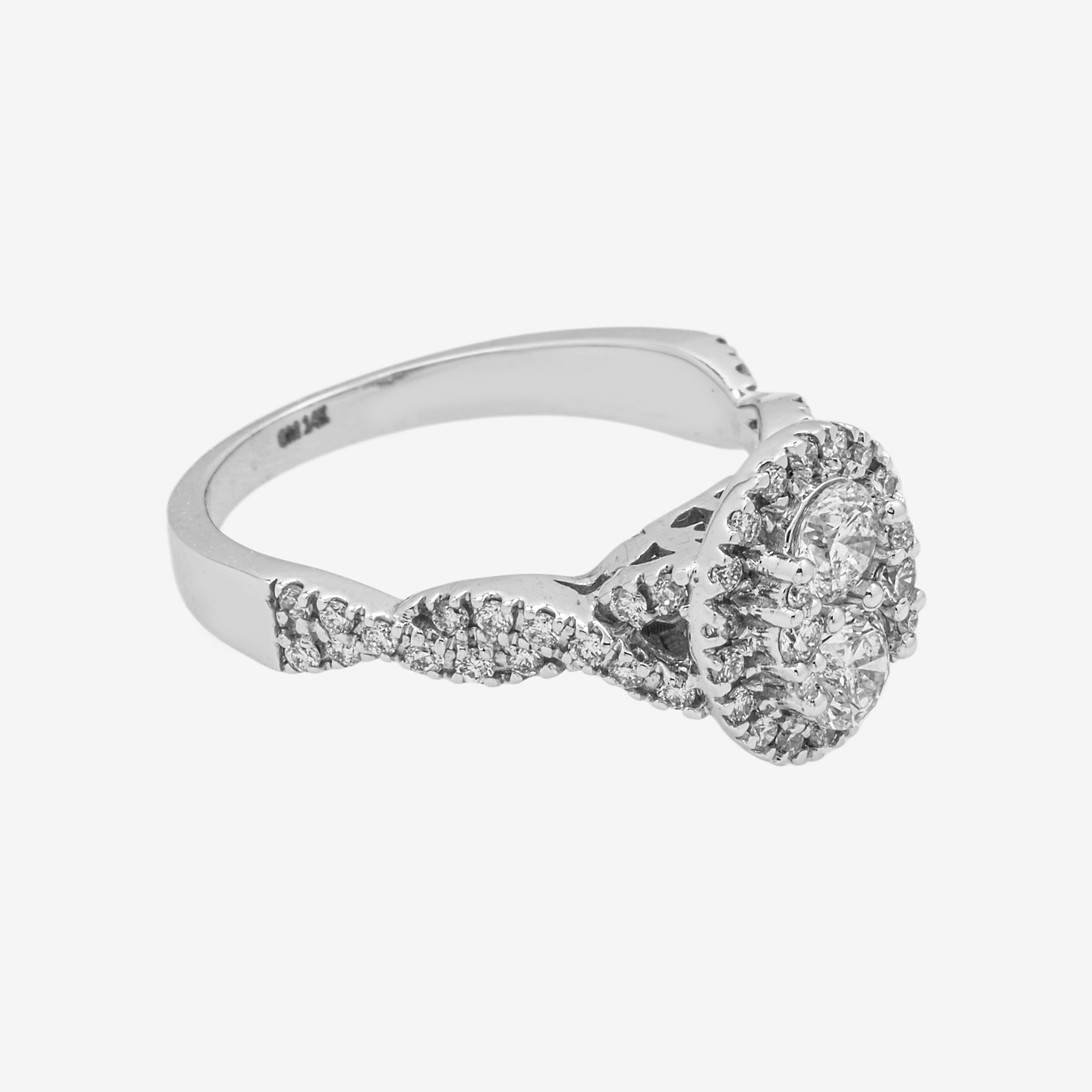 14K TWISTED BAND DIAMOND RING IN WG