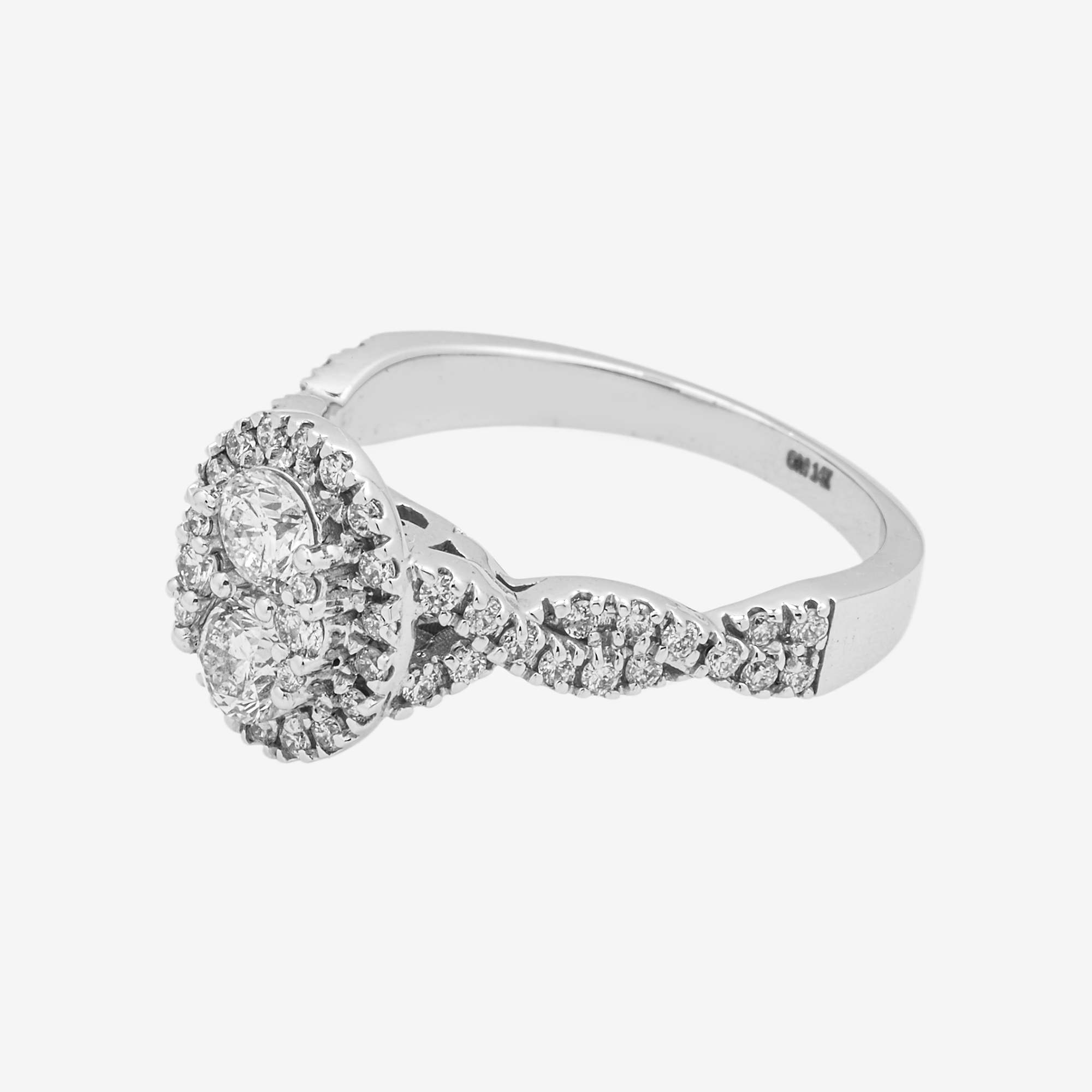 14K TWISTED BAND DIAMOND RING IN WG