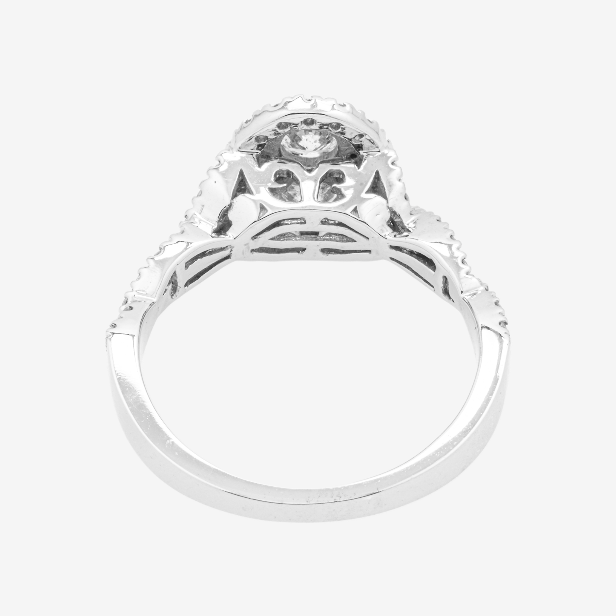 14K TWISTED BAND DIAMOND RING IN WG