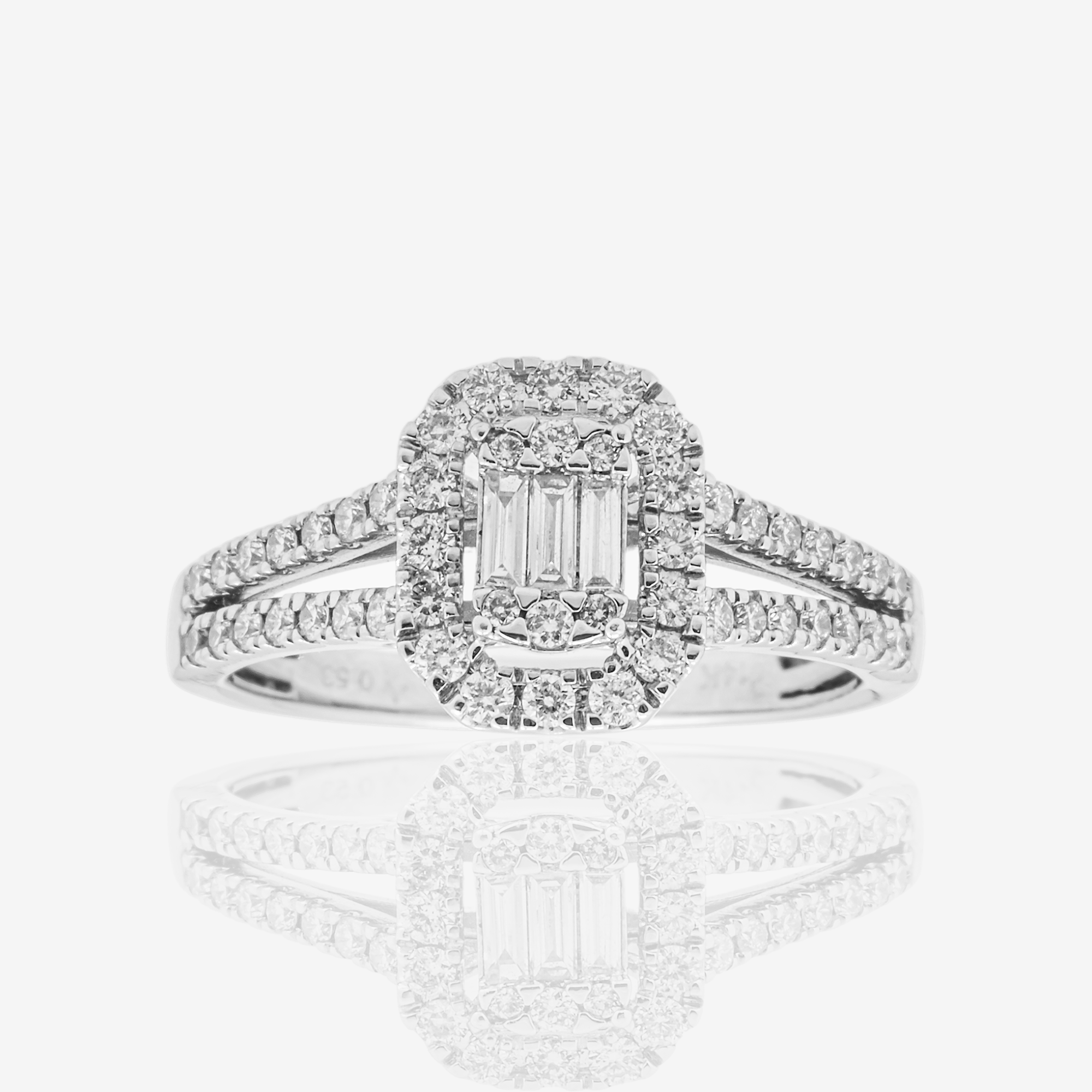 14K SPLIT SHANK DIAMOND RING IN WG 3.1ct