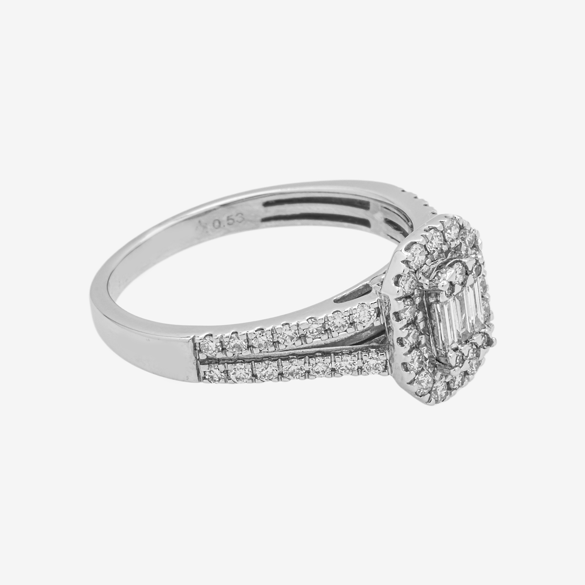 14K SPLIT SHANK DIAMOND RING IN WG 3.1ct