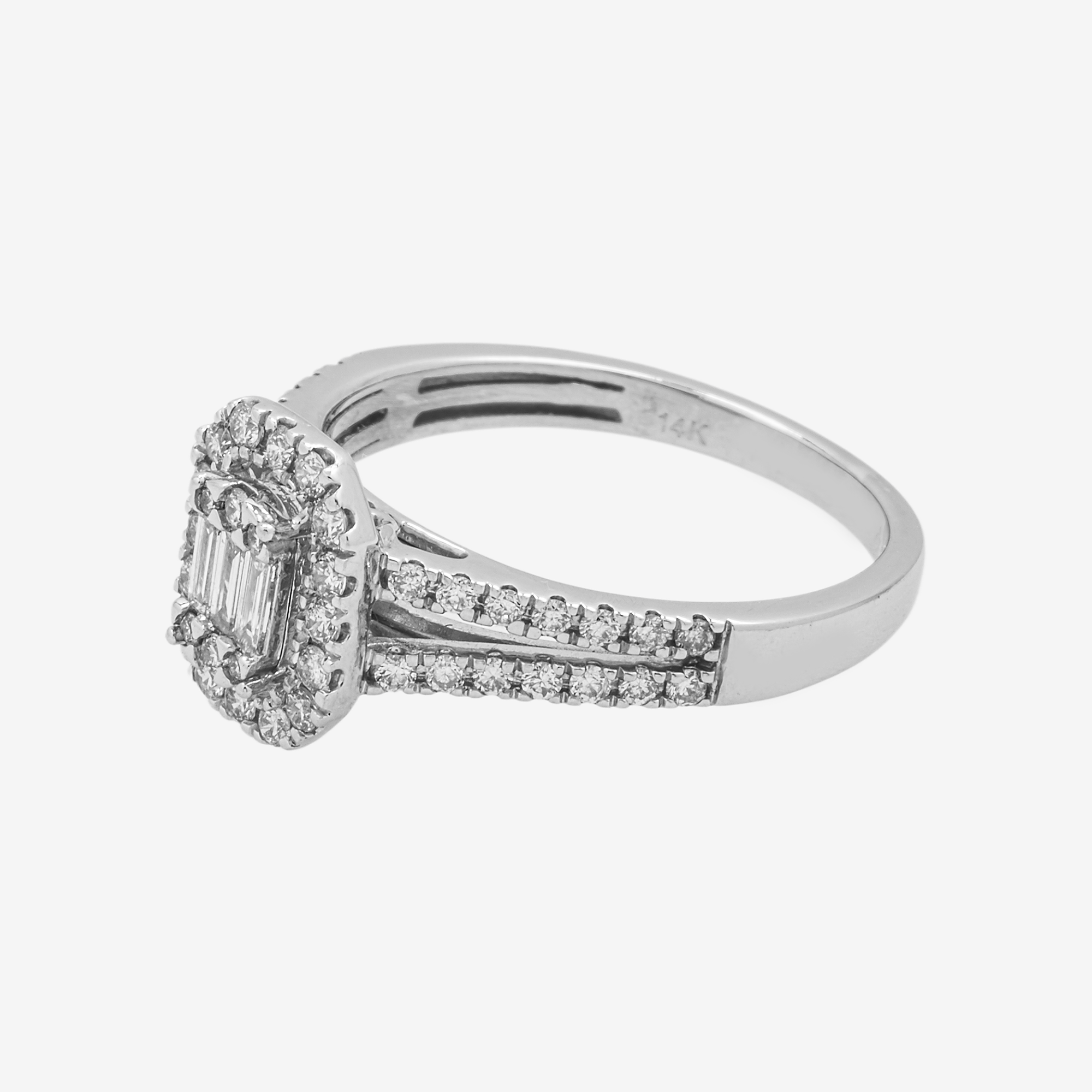 14K SPLIT SHANK DIAMOND RING IN WG 3.1ct