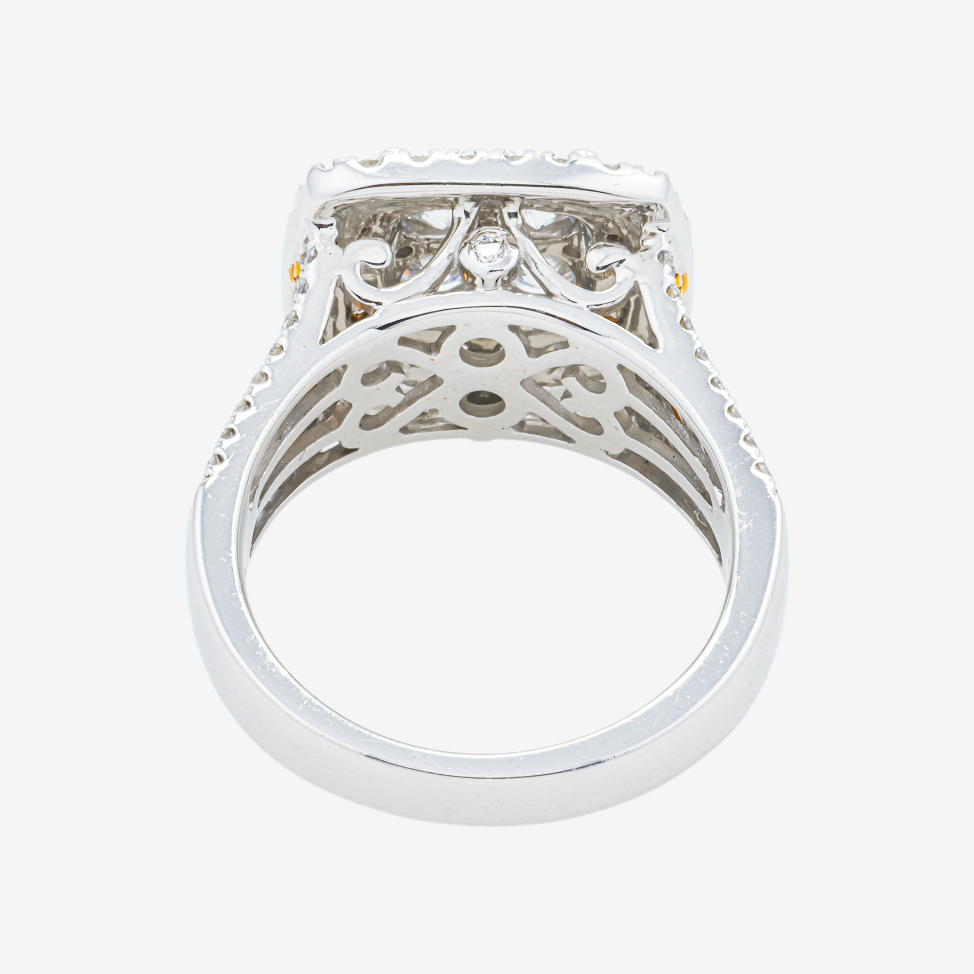 14K TWO TONE DIAMOND SQUARE RING IN YG/WG 2 CT DIAMONDS