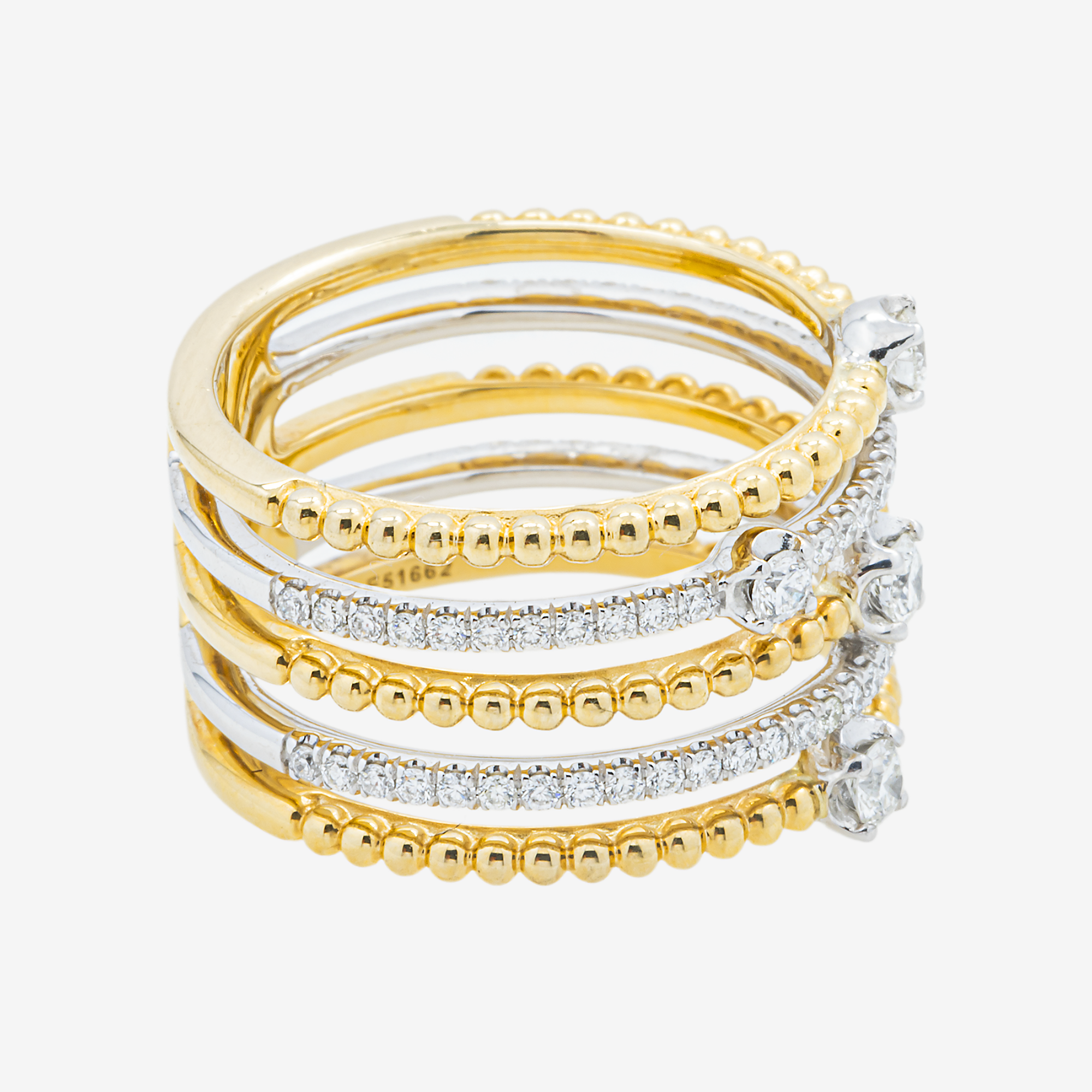 14K 5 ROW WRAP DIAMOND RING IN YG/WG .63 CT DIAMONDS