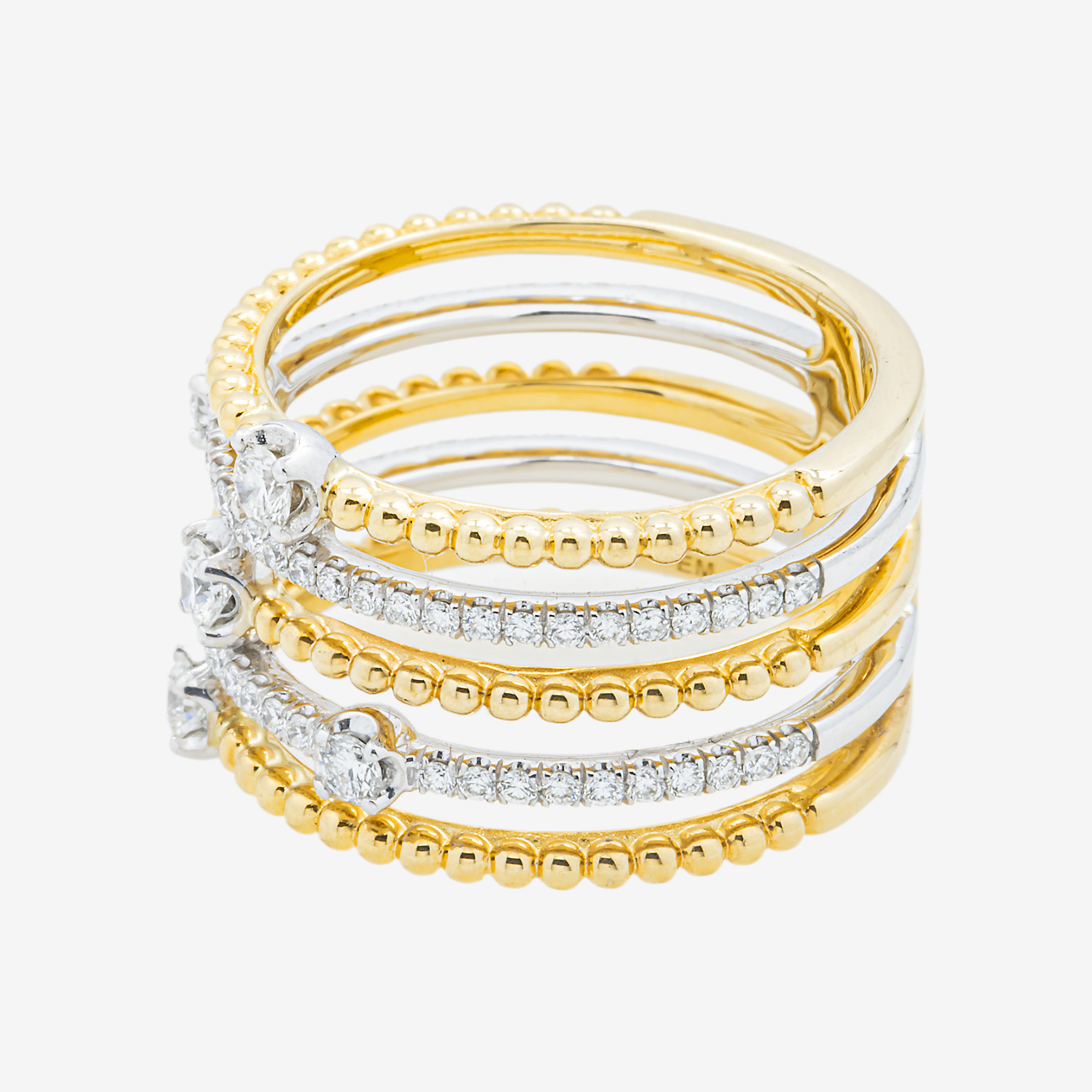 14K 5 ROW WRAP DIAMOND RING IN YG/WG .63 CT DIAMONDS