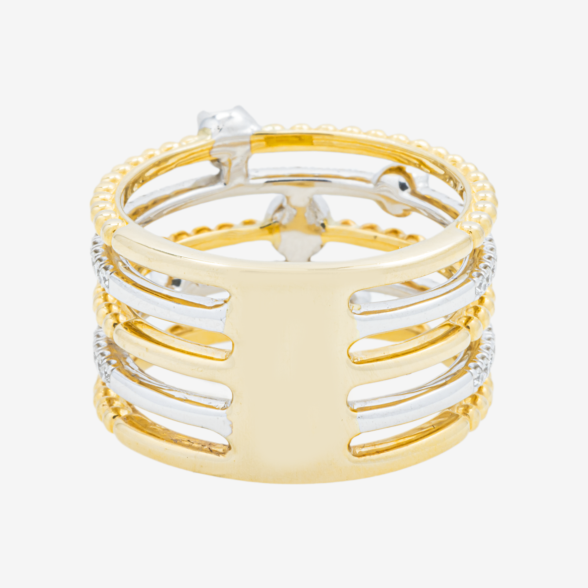 14K 5 ROW WRAP DIAMOND RING IN YG/WG .63 CT DIAMONDS