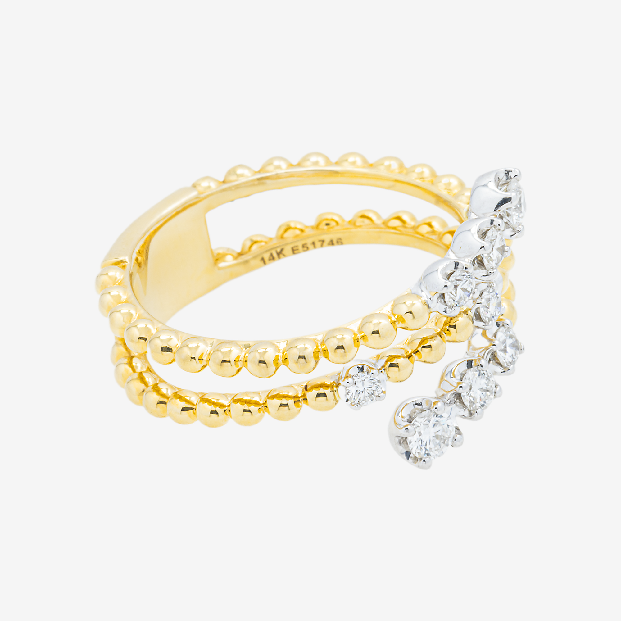 14K 3 ROW WRAP RING DIAMOND RING IN YG 1.5 CT DIAMONDS