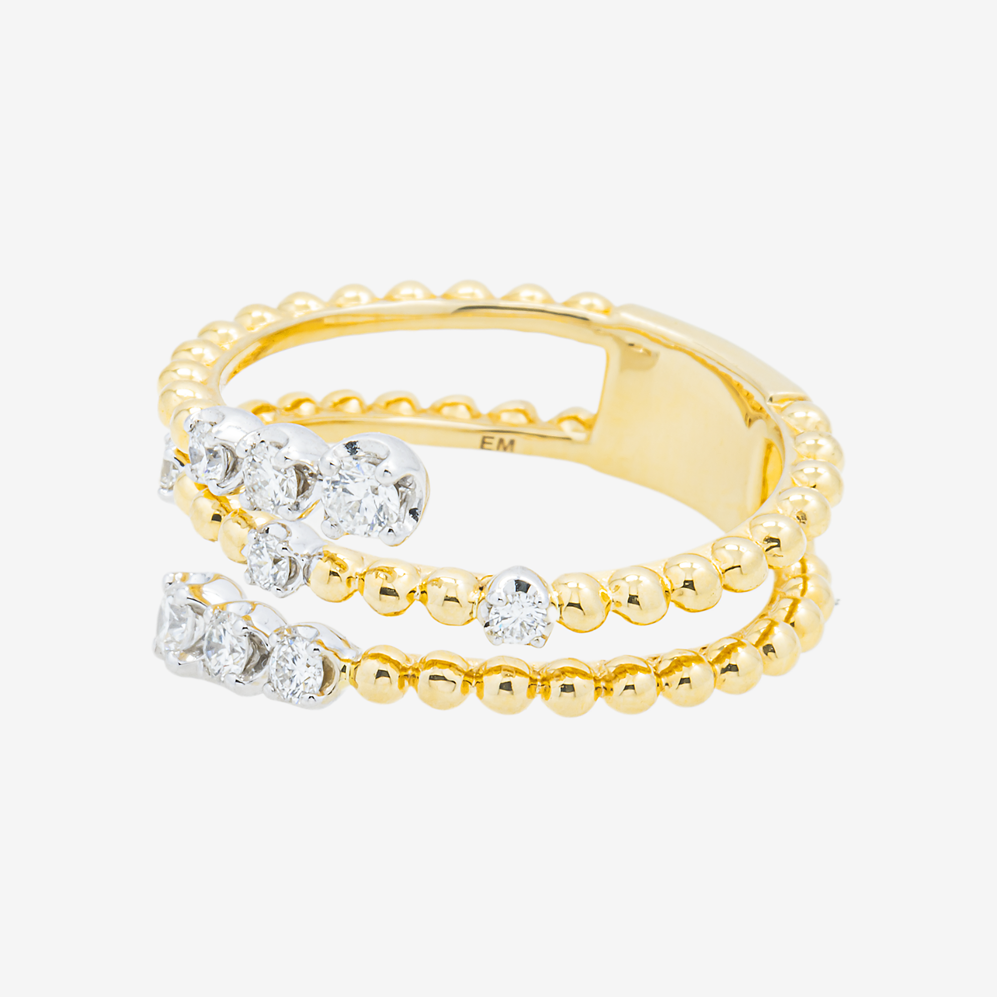 14K 3 ROW WRAP RING DIAMOND RING IN YG 1.5 CT DIAMONDS