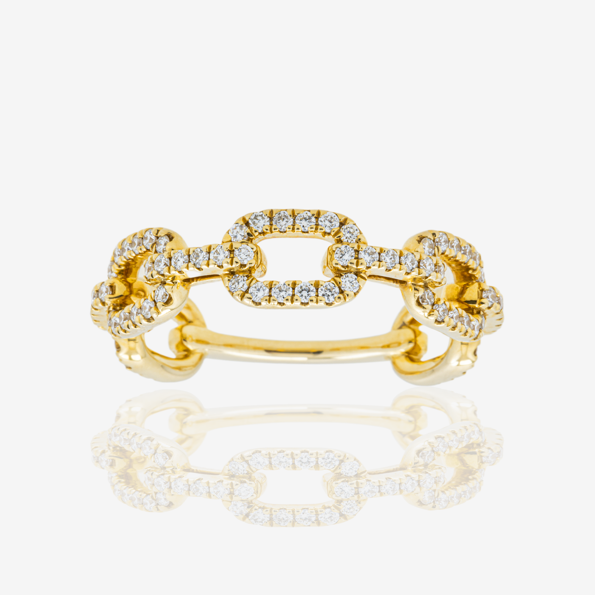 14K HERMES LINK DIAMOND RING IN YG .6 CT DIAMONDS