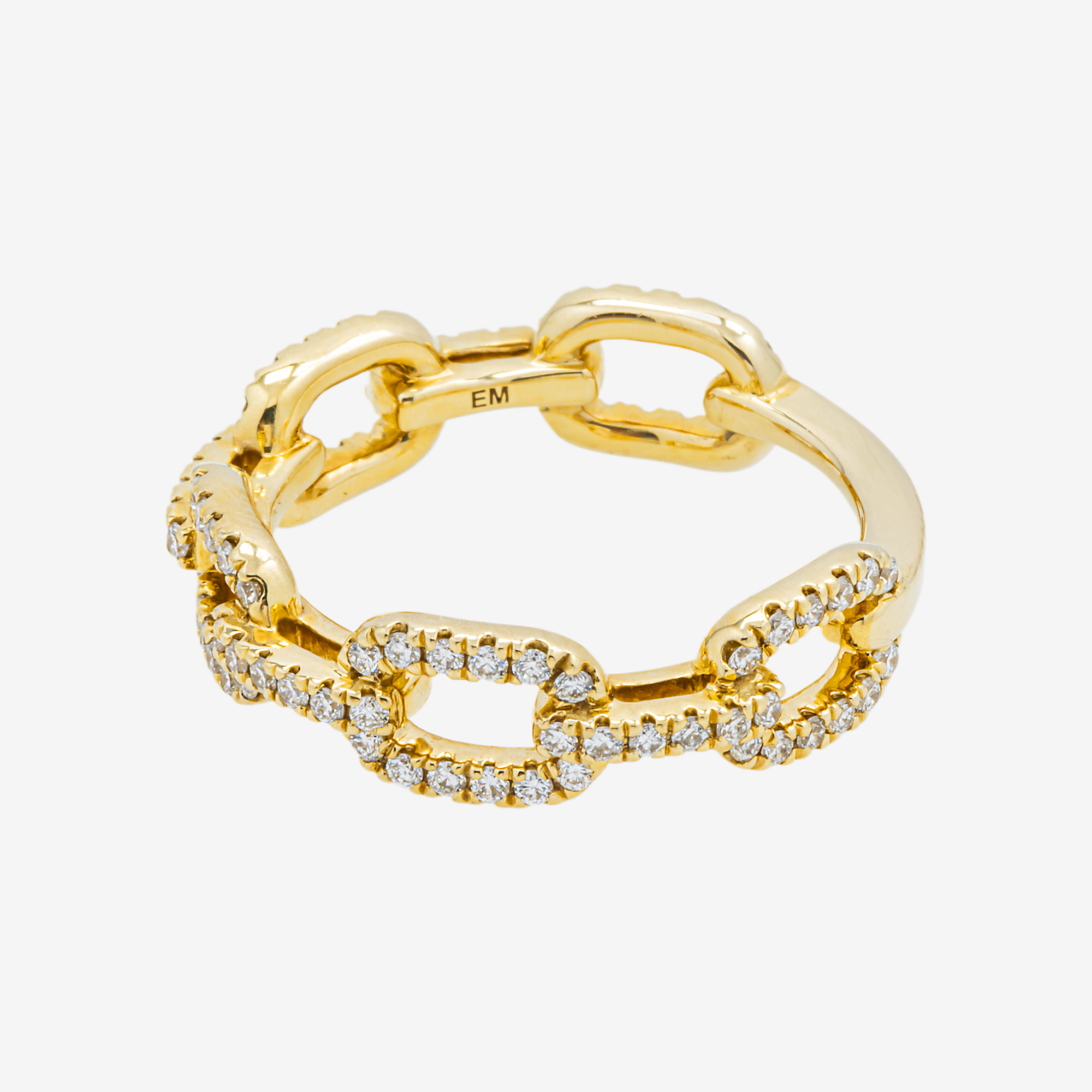 14K HERMES LINK DIAMOND RING IN YG .6 CT DIAMONDS