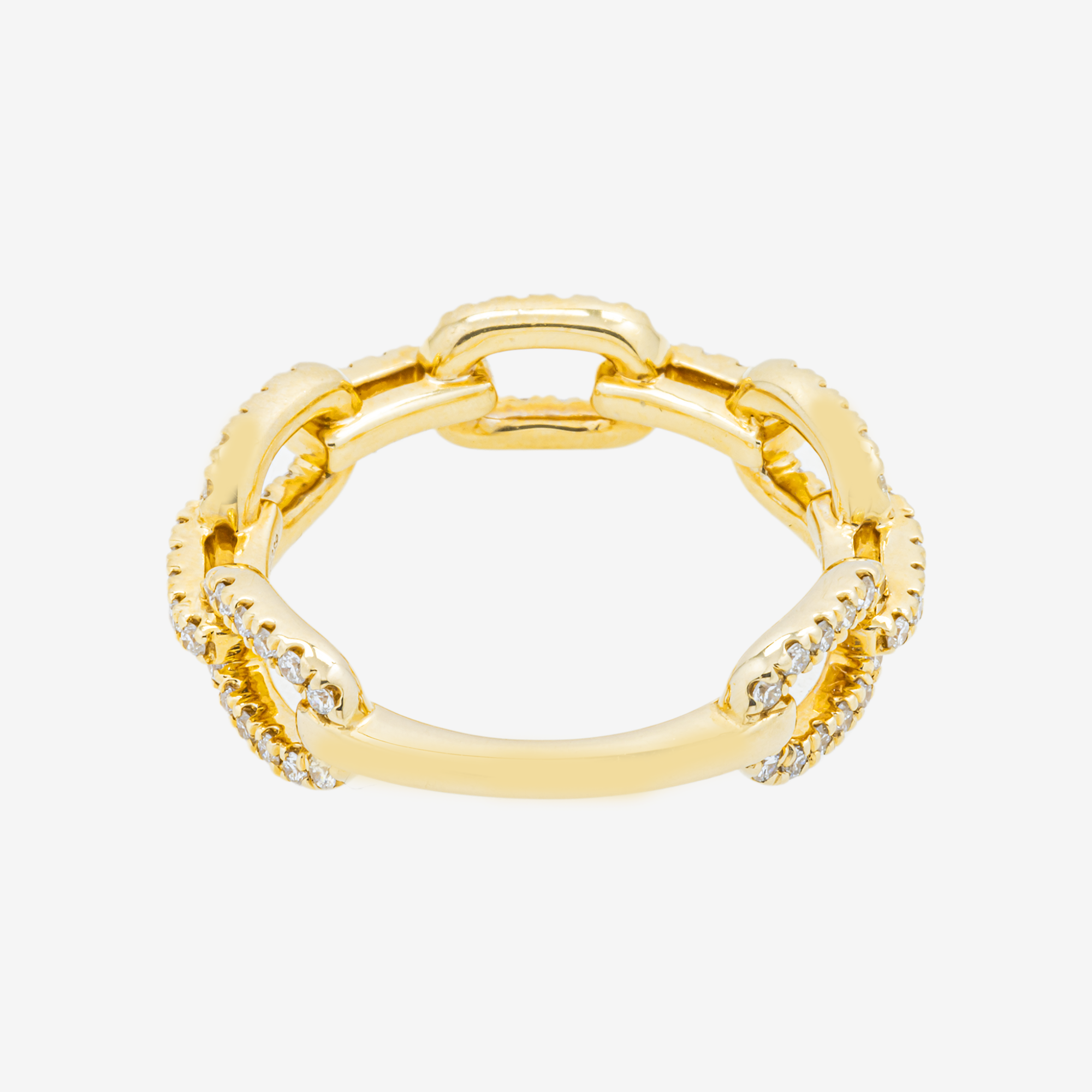 14K HERMES LINK DIAMOND RING IN YG .6 CT DIAMONDS
