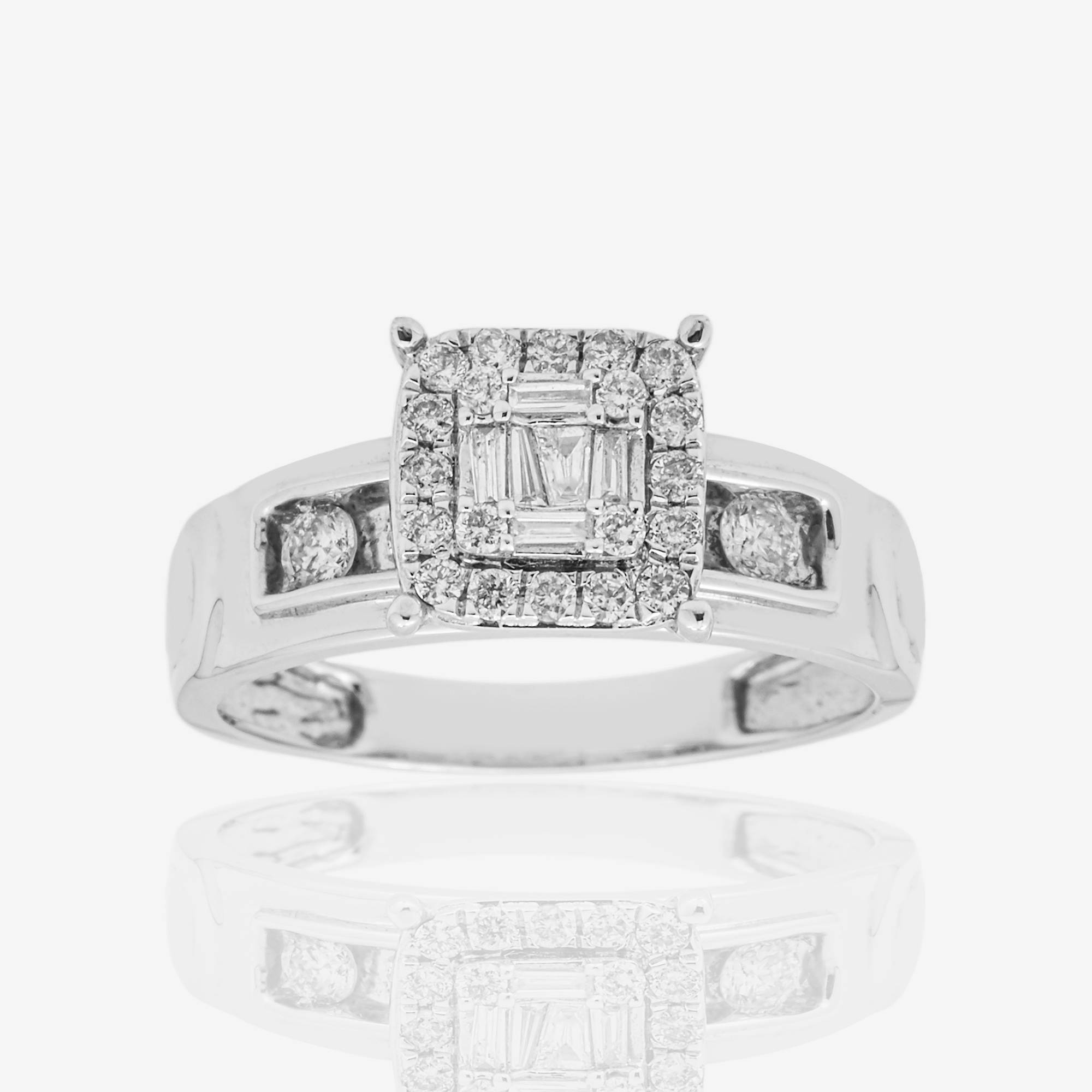 DIAMOND SQUARE WITH A CHANEL SET BAND IN WG 1.15 CT DIAMONDS