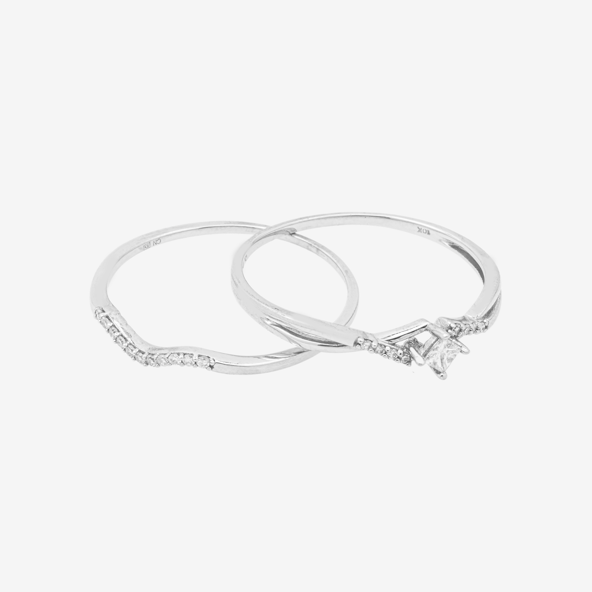 14K DOUBLE WAVY BAND DIAMOND RING IN WG .5 CT DIAMONDS