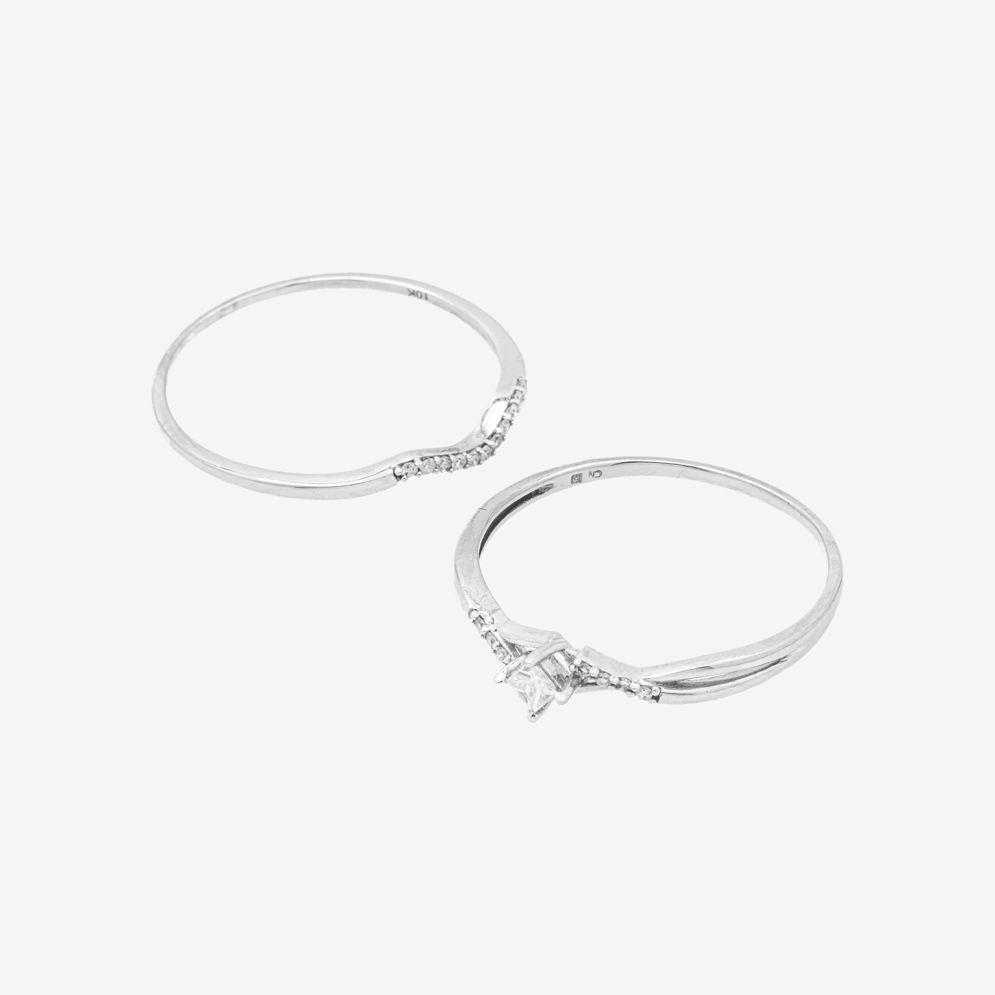 14K DOUBLE WAVY BAND DIAMOND RING IN WG .5 CT DIAMONDS
