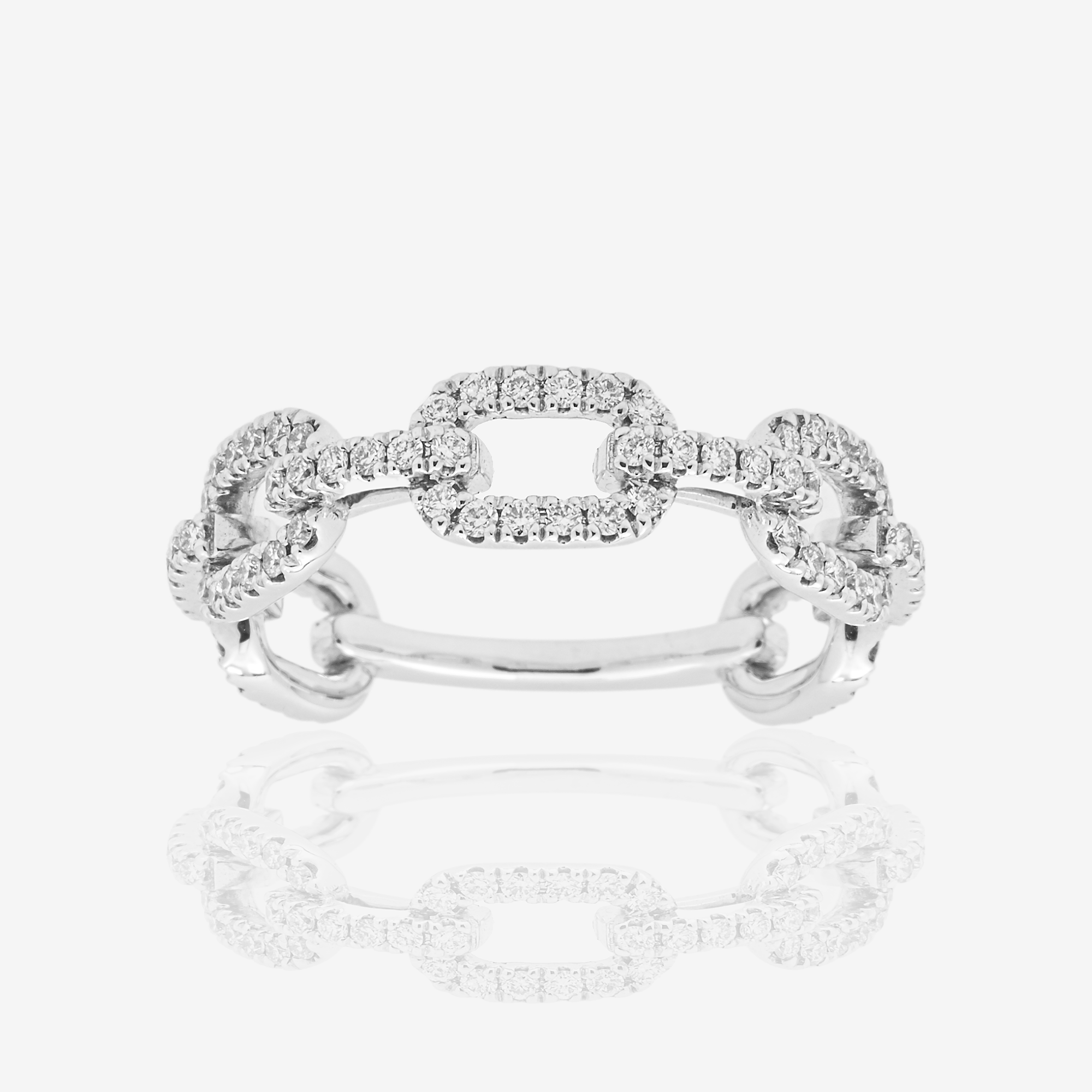 14K HERMES LINK DIAMOND RING IN WG .6 CT DIAMONDS