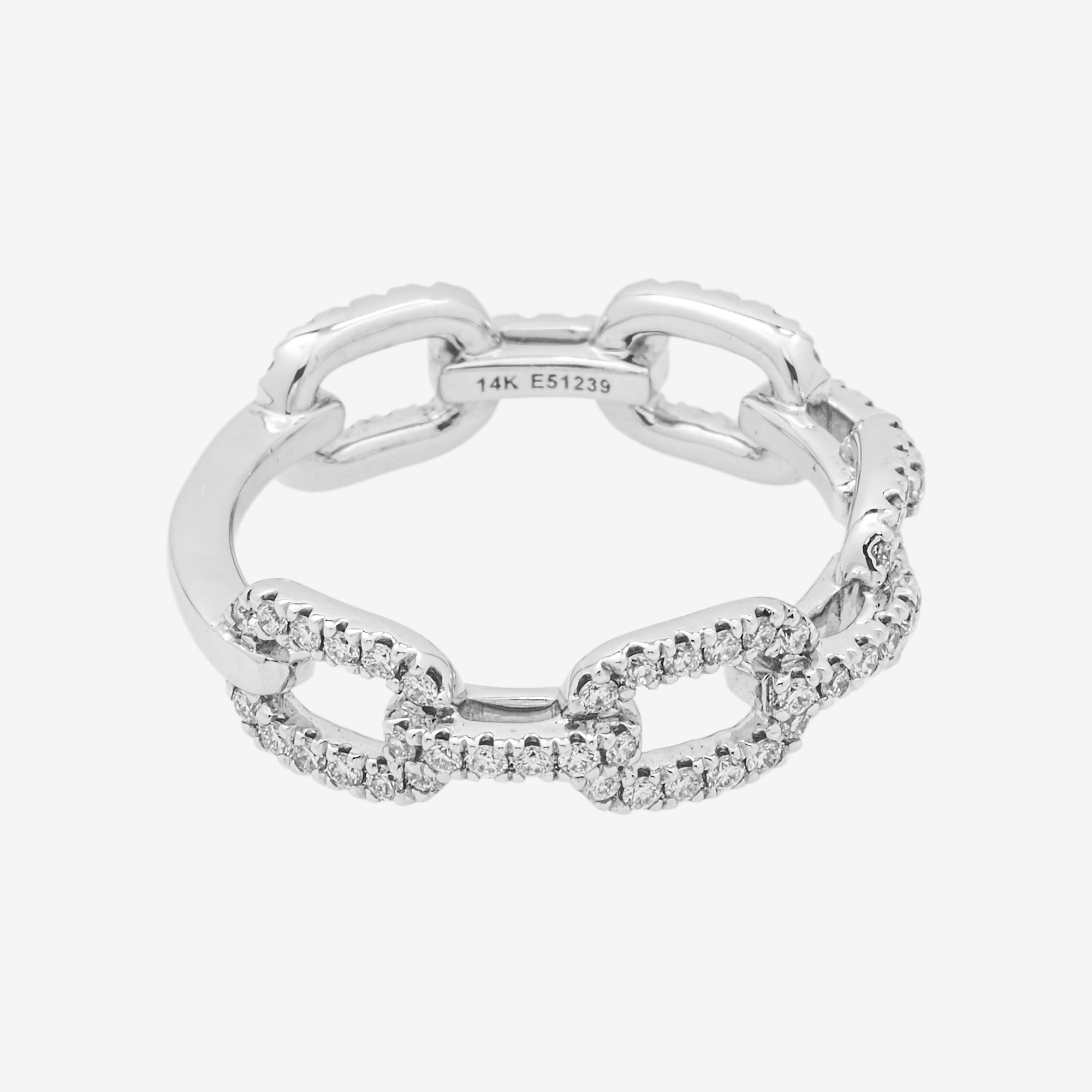 14K HERMES LINK DIAMOND RING IN WG .6 CT DIAMONDS