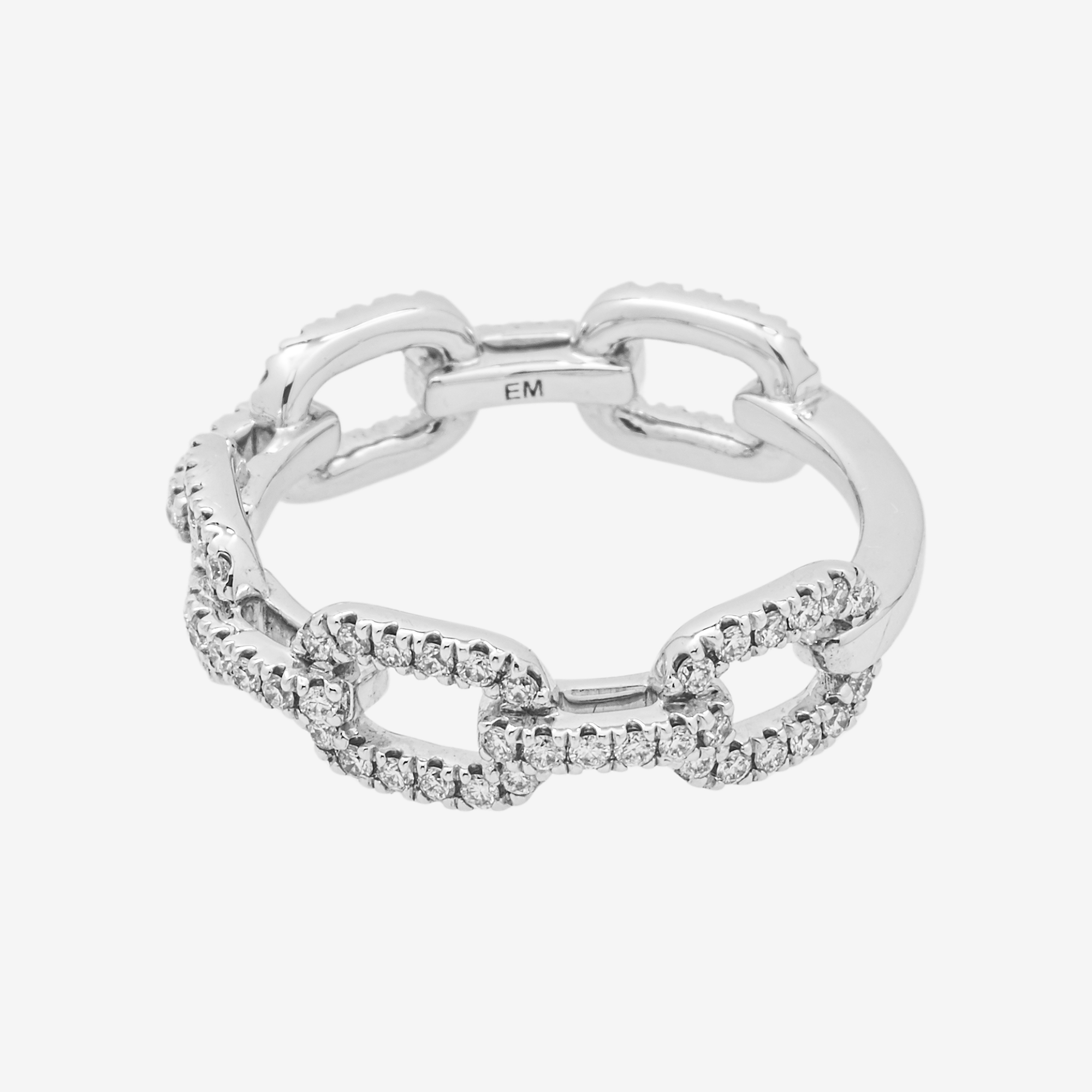 14K HERMES LINK DIAMOND RING IN WG .6 CT DIAMONDS