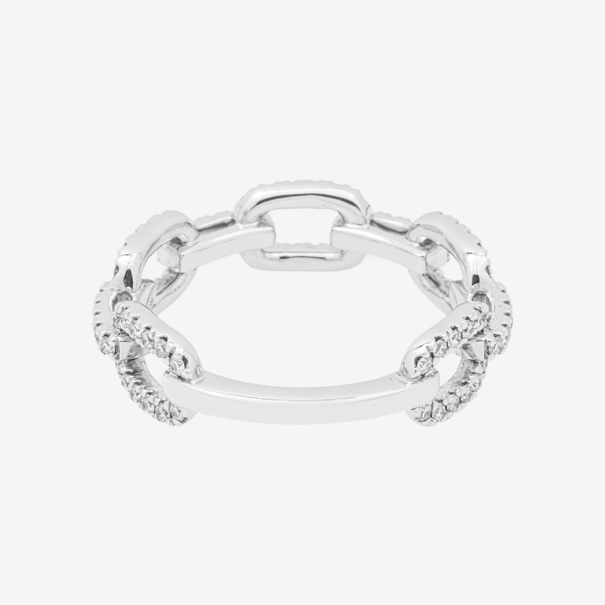 14K HERMES LINK DIAMOND RING IN WG .6 CT DIAMONDS