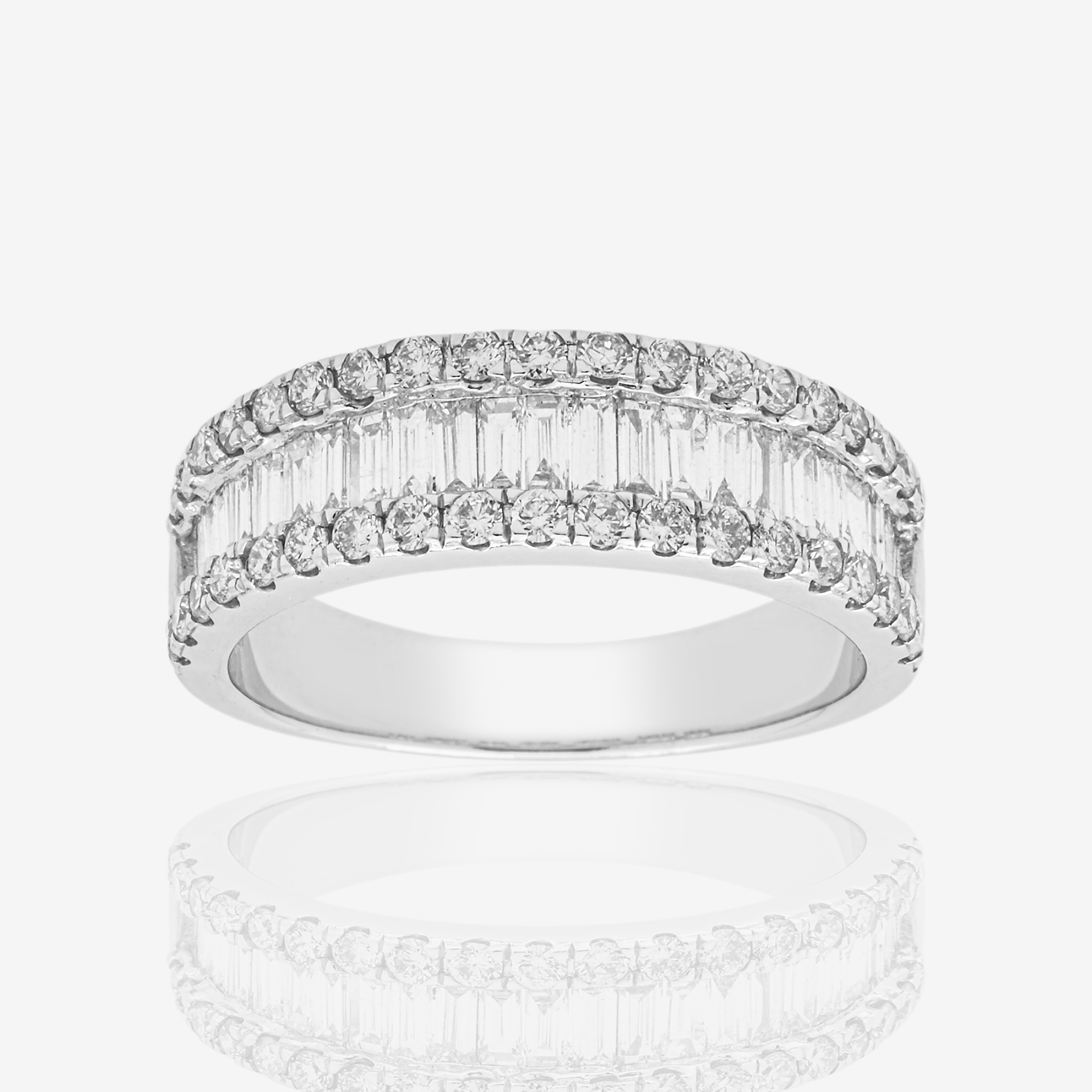 14KT DOUBLE ROW CIRCLE DIAMOND RING IN WG 1.7CT DIAMONDS