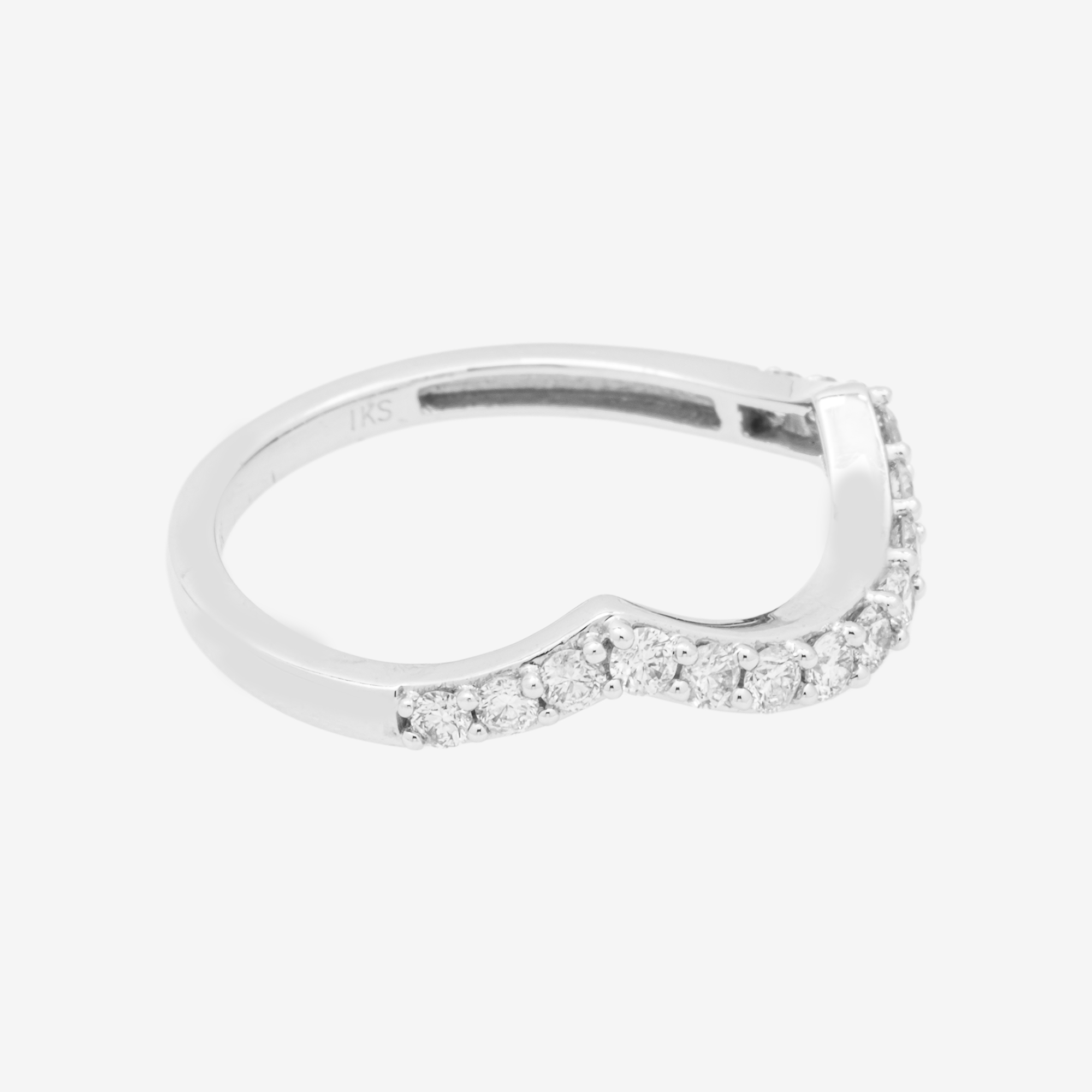 14K SINGLE WAVY DIAMOND RING IN WG 1.3 CT DIAMONDS