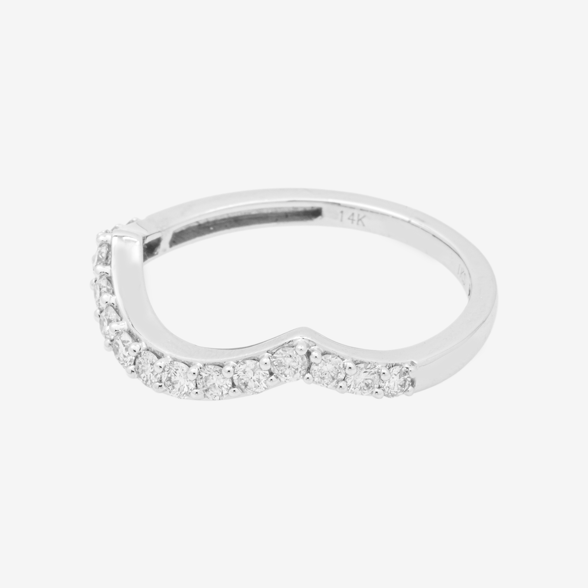 14K SINGLE WAVY DIAMOND RING IN WG 1.3 CT DIAMONDS
