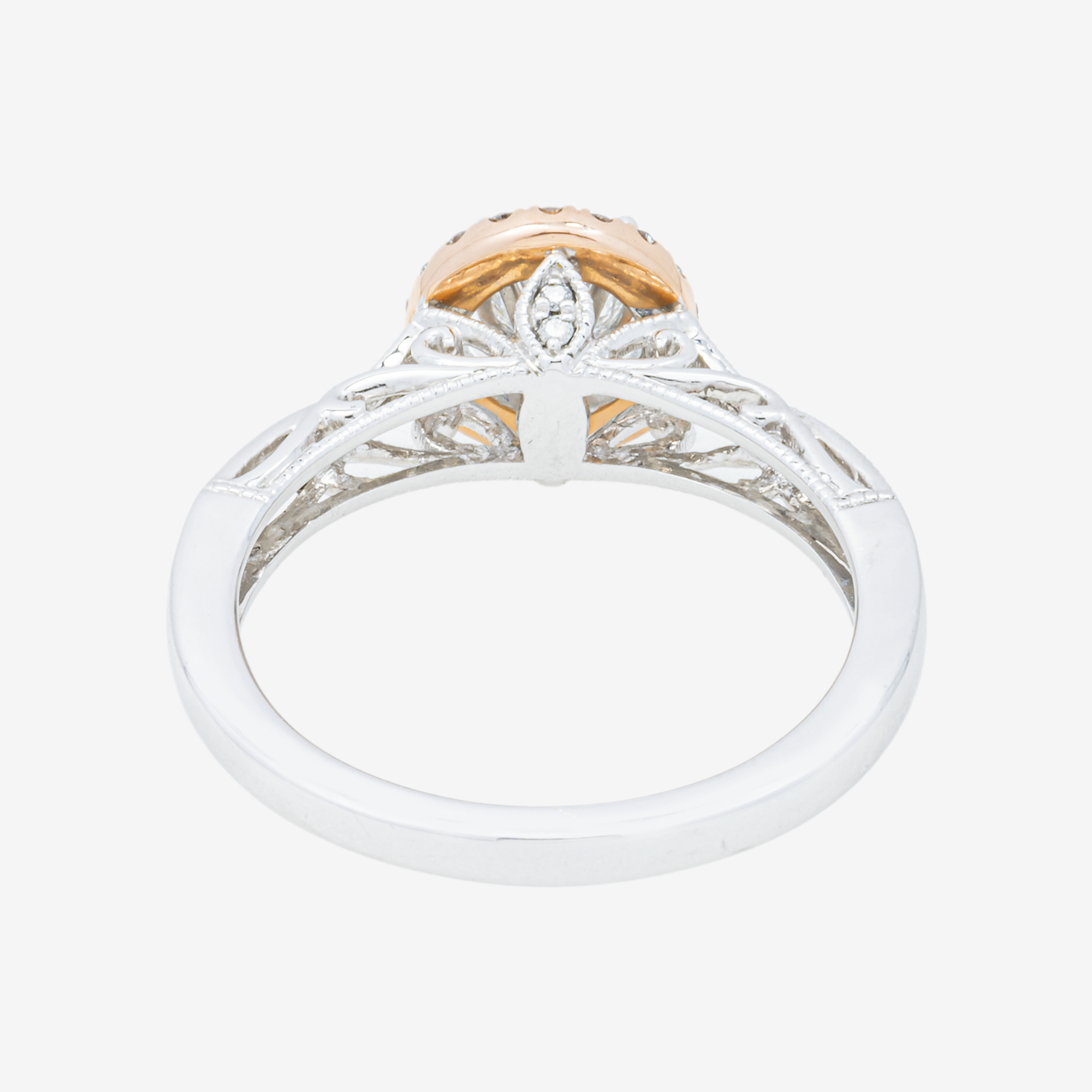 14K PAVE SPLIT SHANK HALO BAND RING IN WG 1.15 CT DIAMONDS