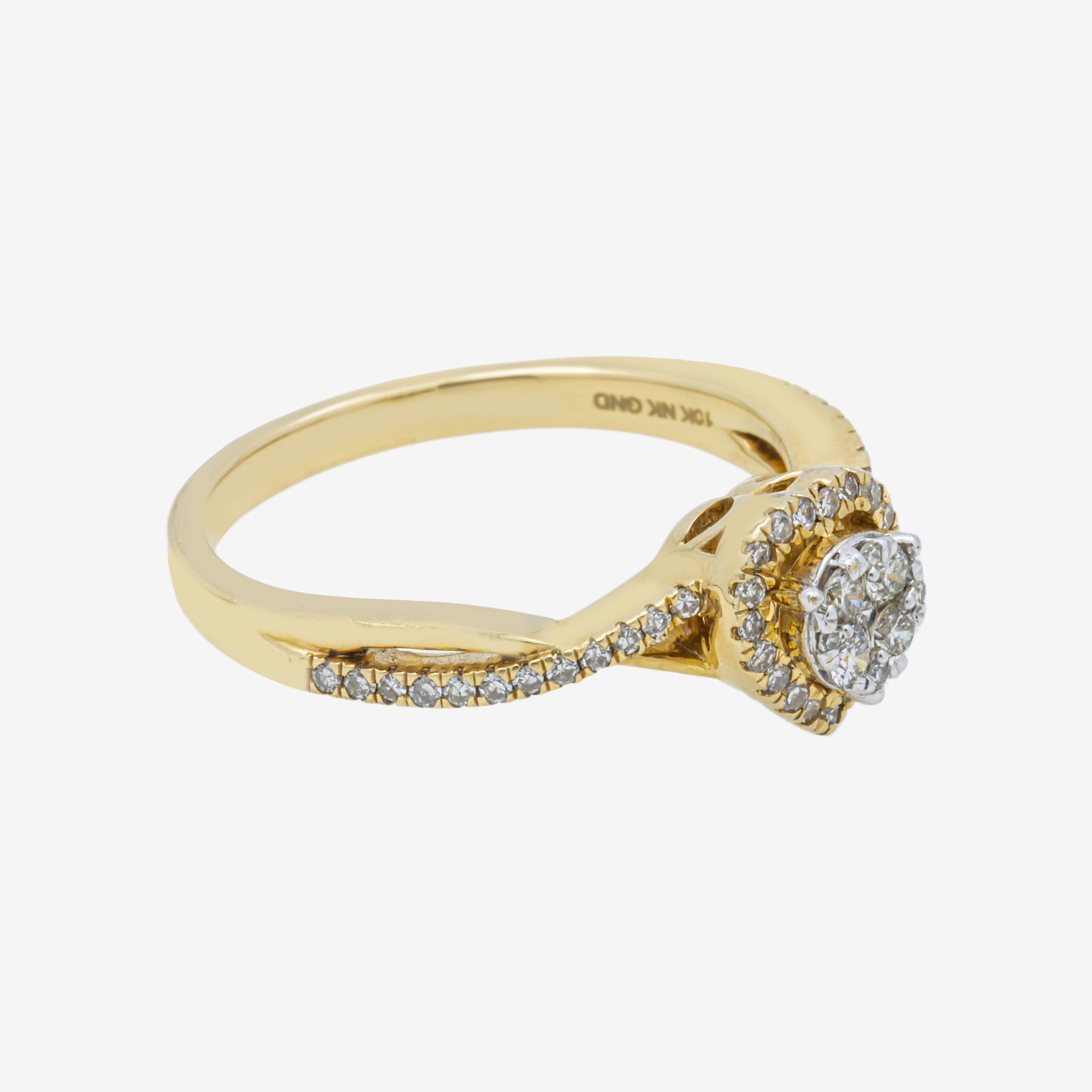 10K WAVY BAND DIAMOND RING IN YG