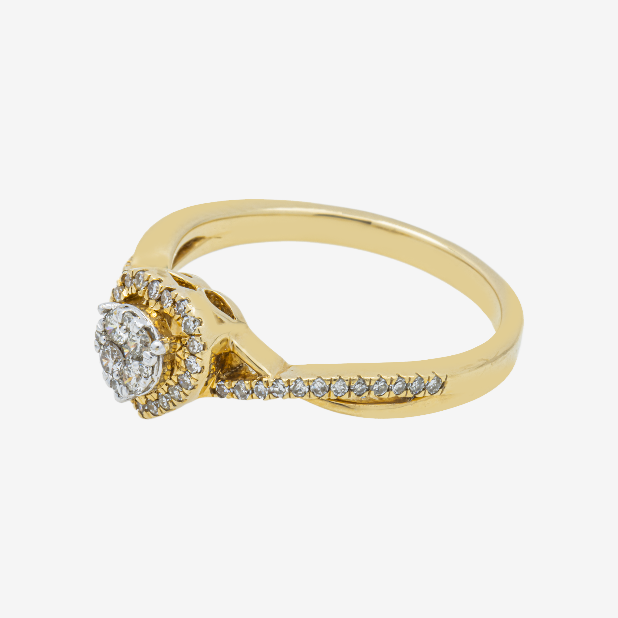 10K WAVY BAND DIAMOND RING IN YG