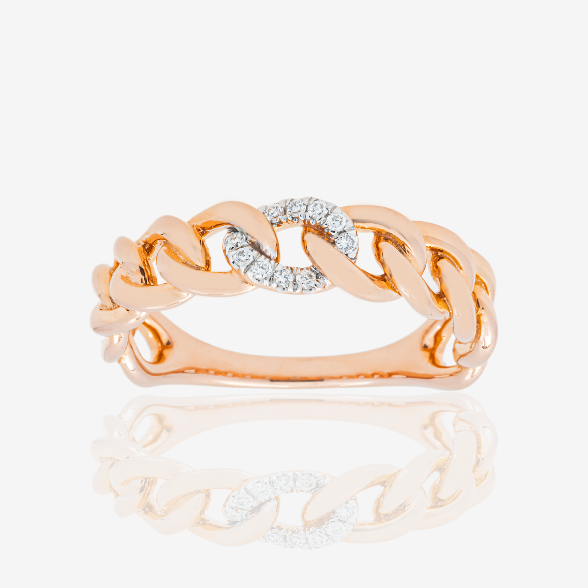 14K DIAMOND LINK RING IN RG