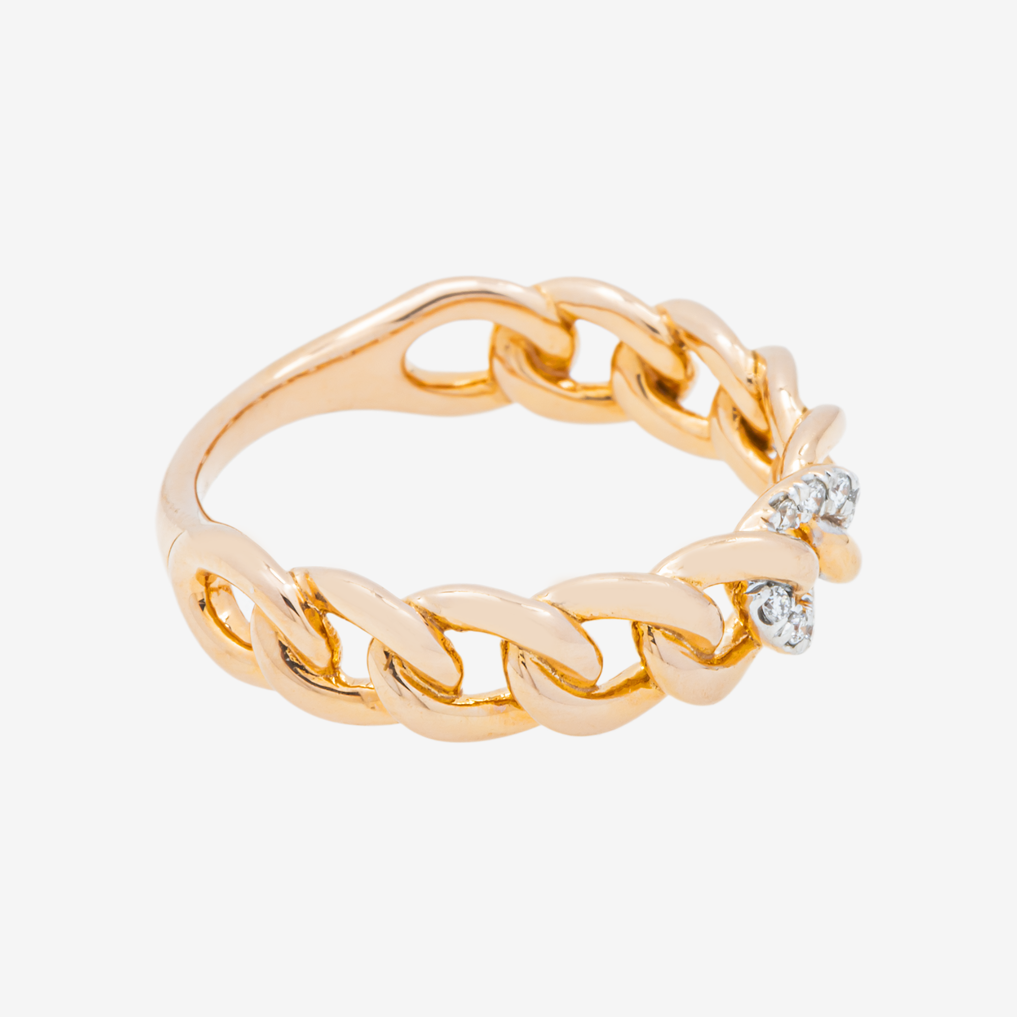 14K DIAMOND LINK RING IN RG