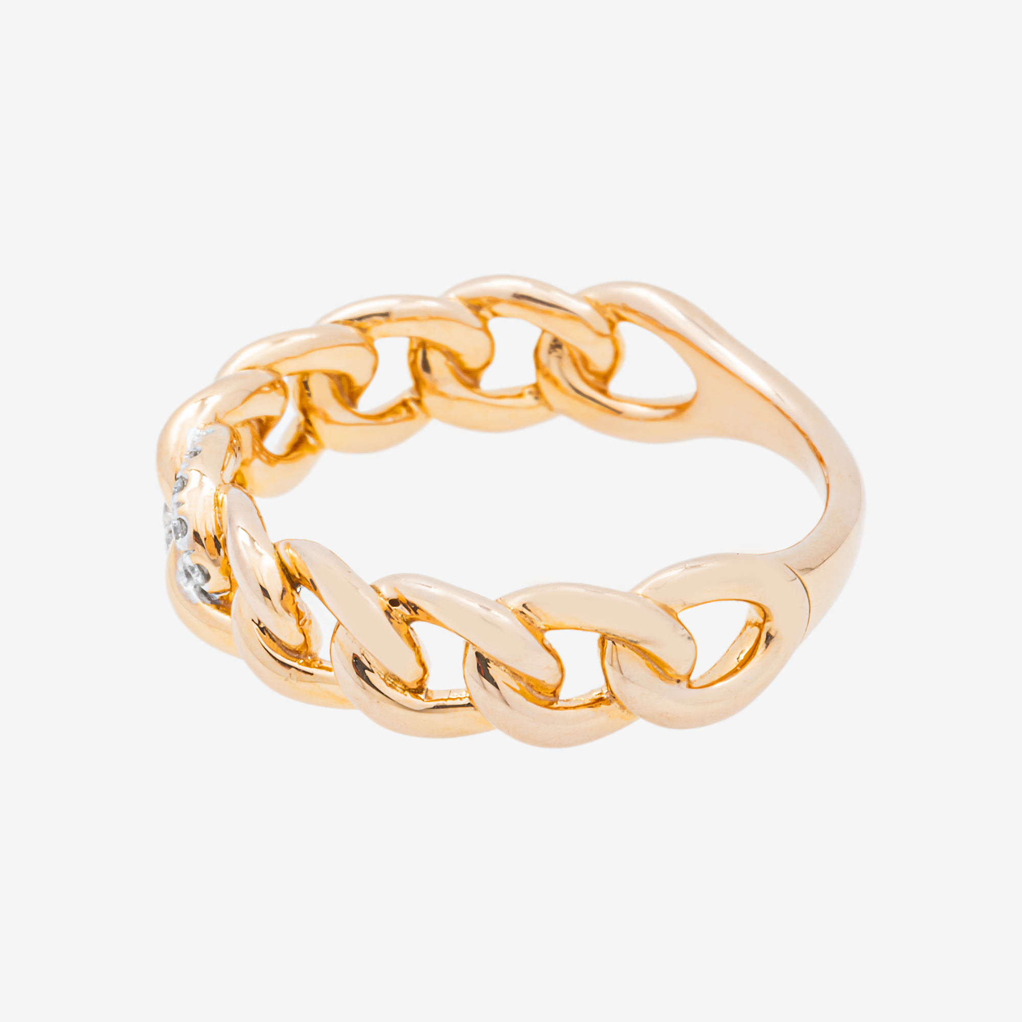 14K DIAMOND LINK RING IN RG