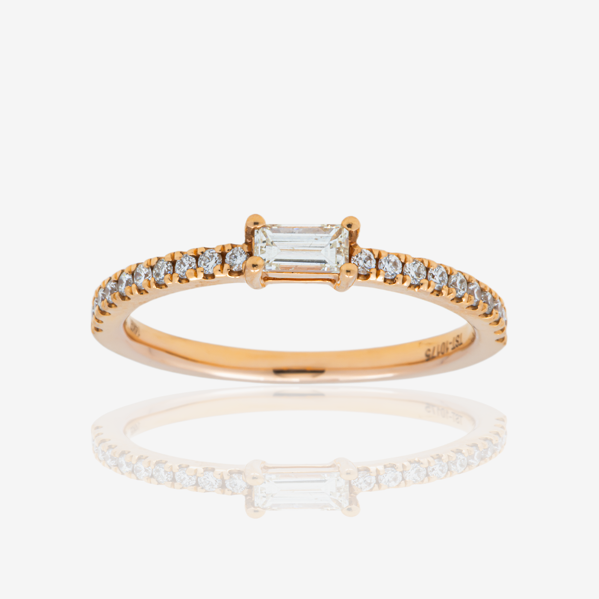 14K BAGUETTE CENTER DIAMOND RING IN YG .35 CT DIAMONDS