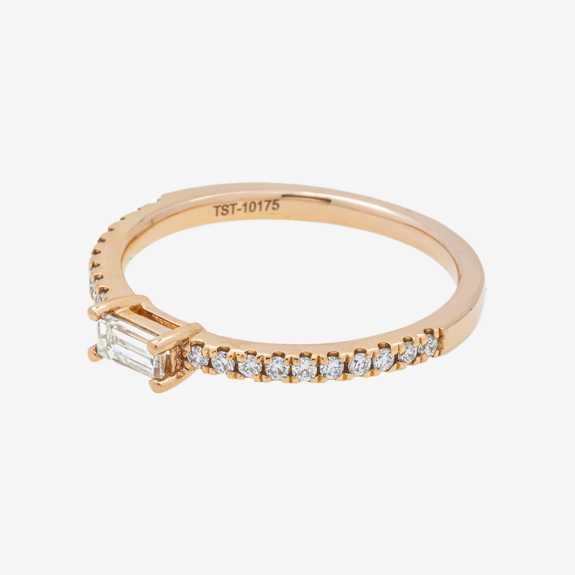 14K BAGUETTE CENTER DIAMOND RING IN YG .35 CT DIAMONDS