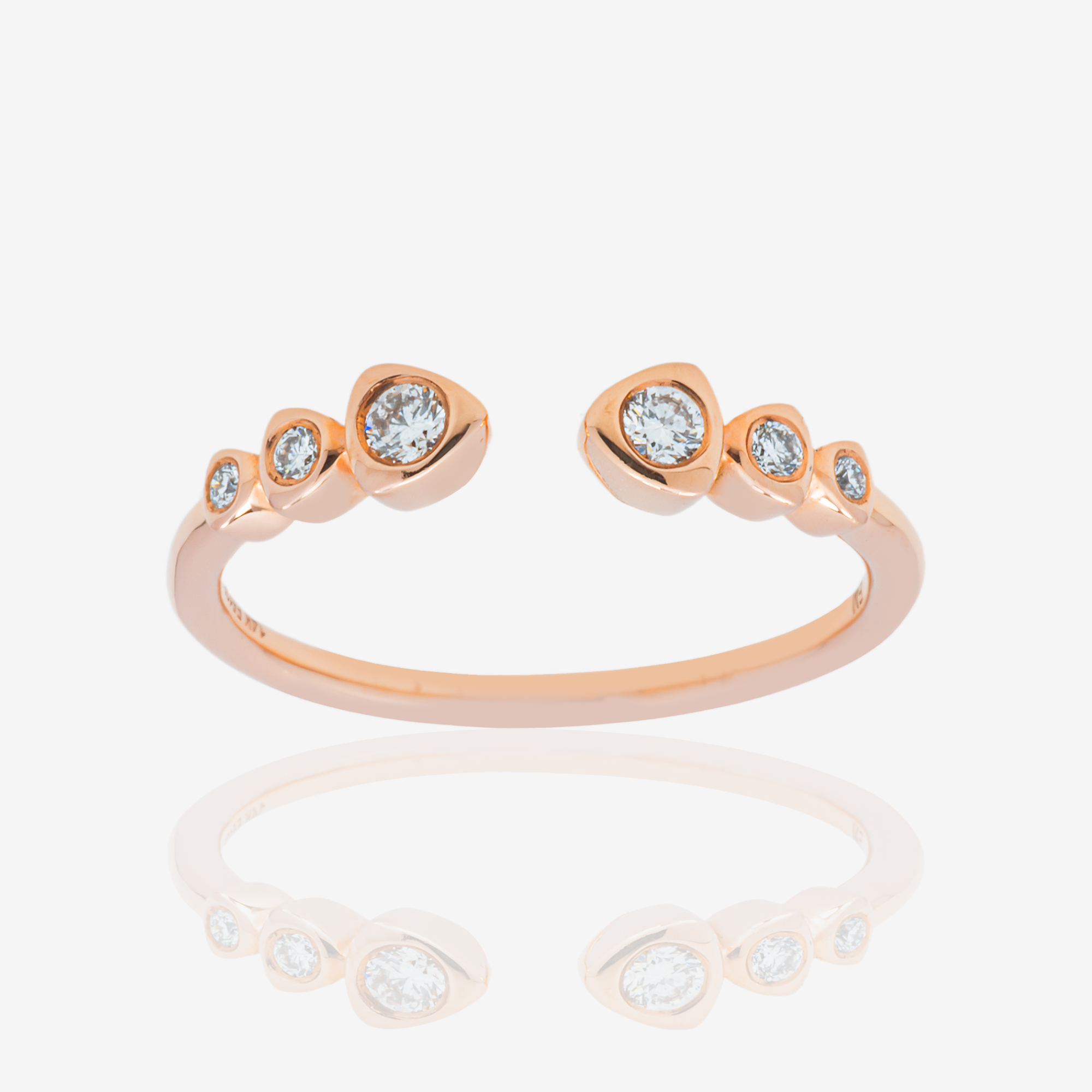 14K BEZEL SET STATION BAND RING IN RG 1.6 CT DIAMONDS