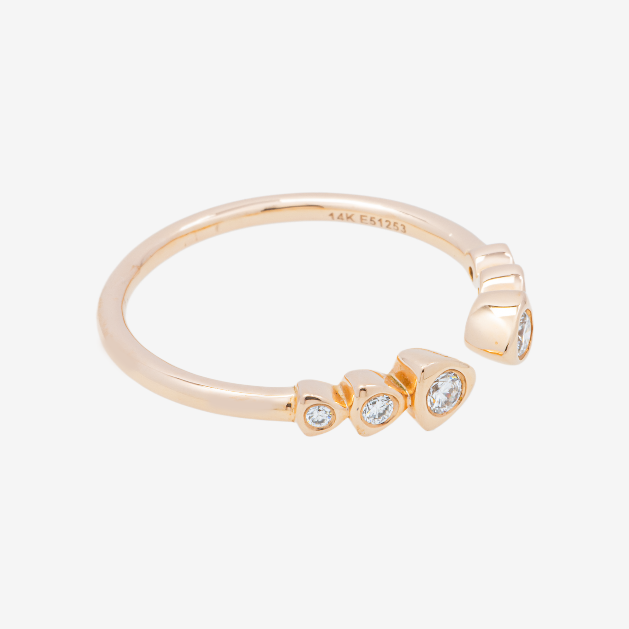 14K BEZEL SET STATION BAND RING IN RG 1.6 CT DIAMONDS
