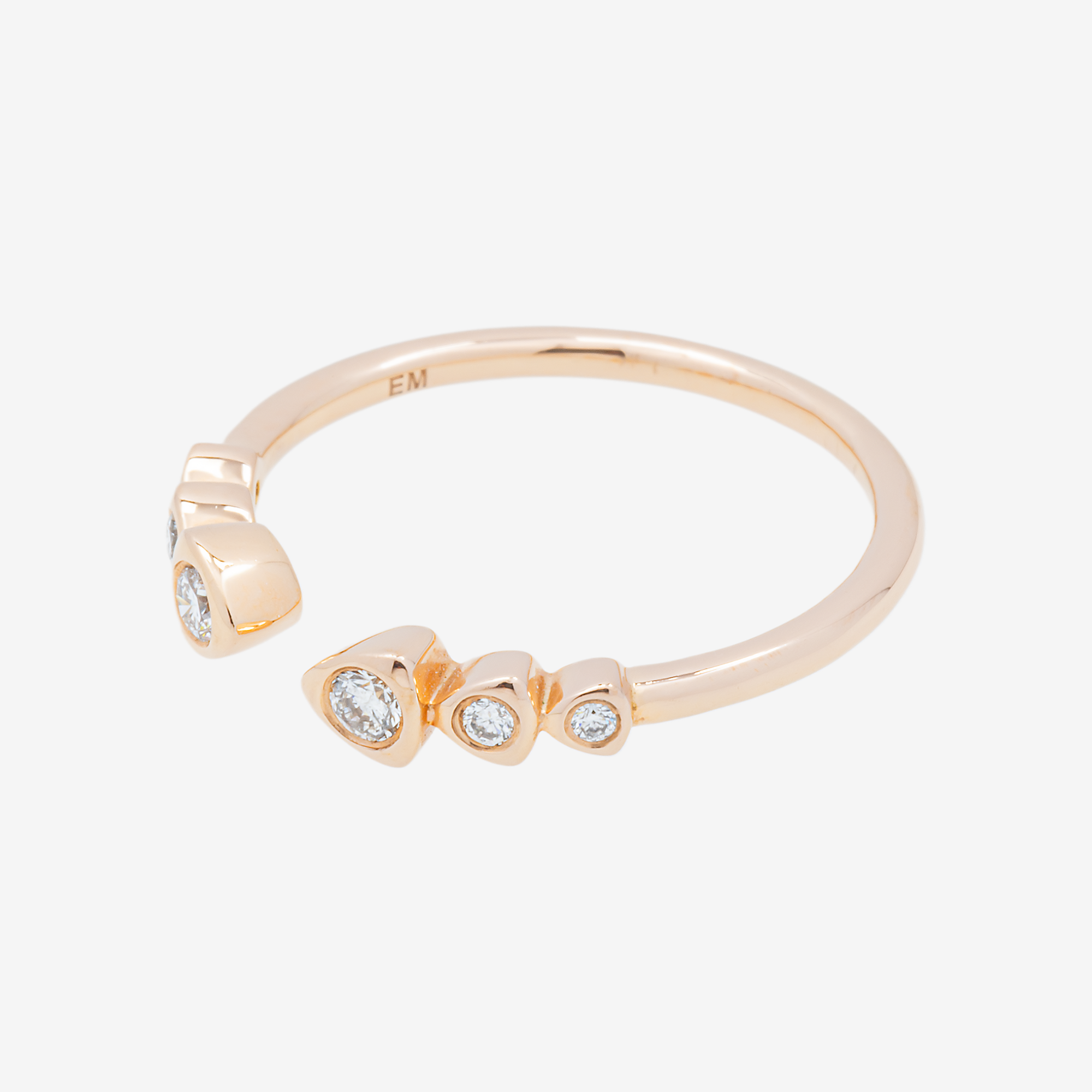 14K BEZEL SET STATION BAND RING IN RG 1.6 CT DIAMONDS