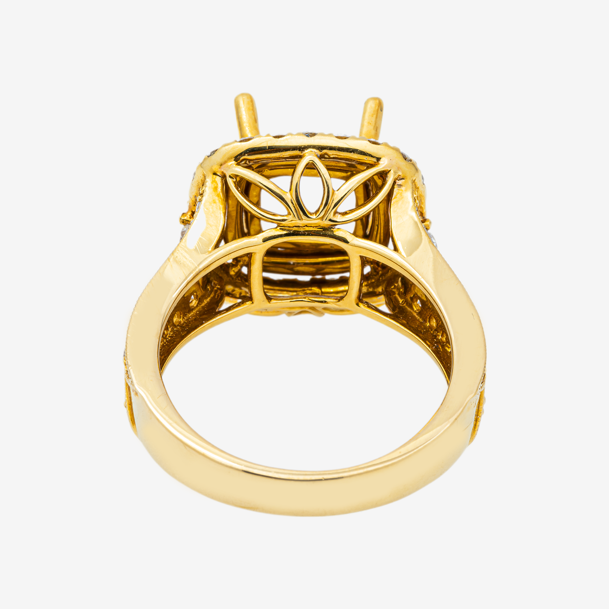 14K ROUNDED SQUARE DIAMOND ENGAGEMENT RING MOUNTING IN YG 1.3 CT DIAMONDS