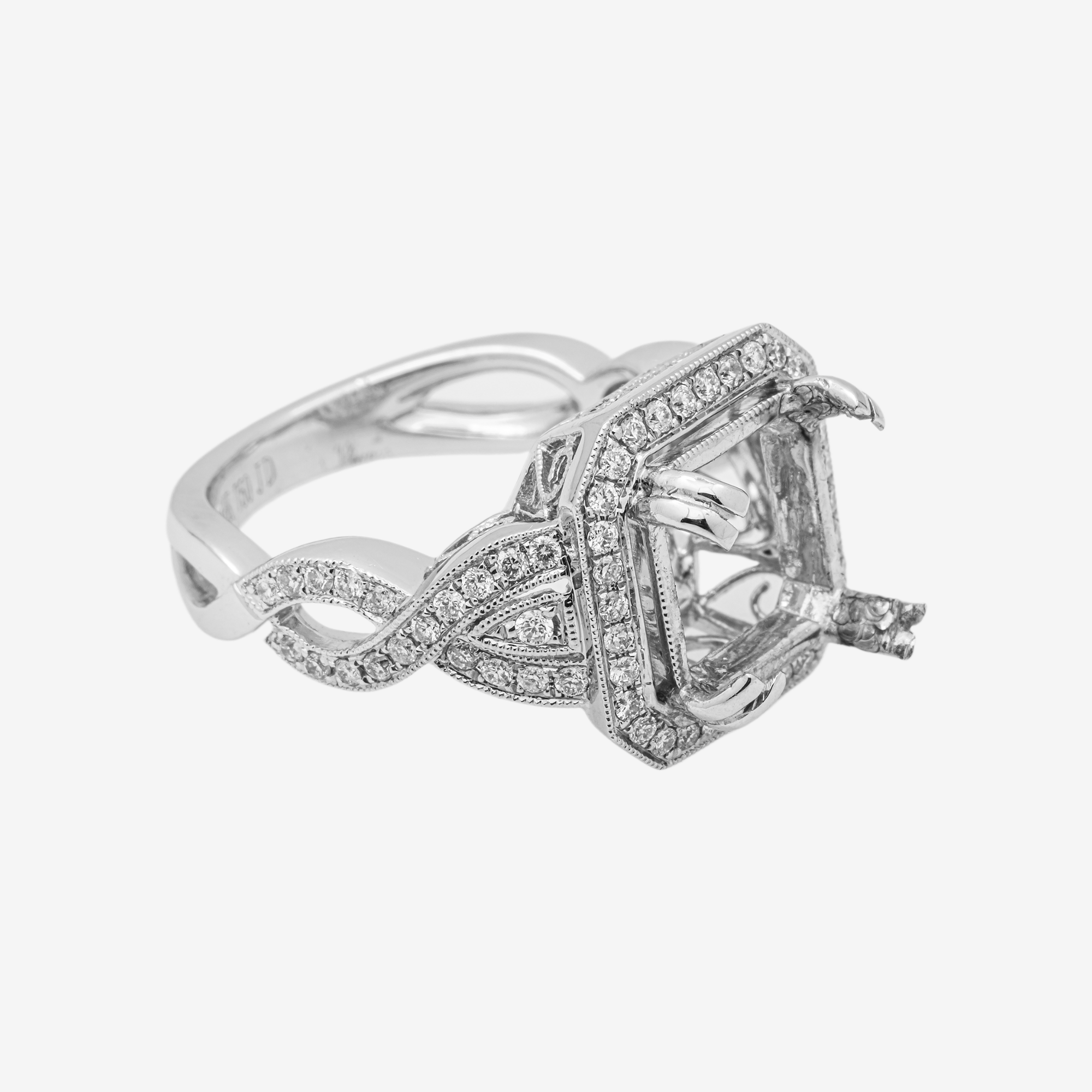 SQUARE DIAMOND ENGAGEMENT RING MOUNTING IN WG 1.15CT DIAMONDS