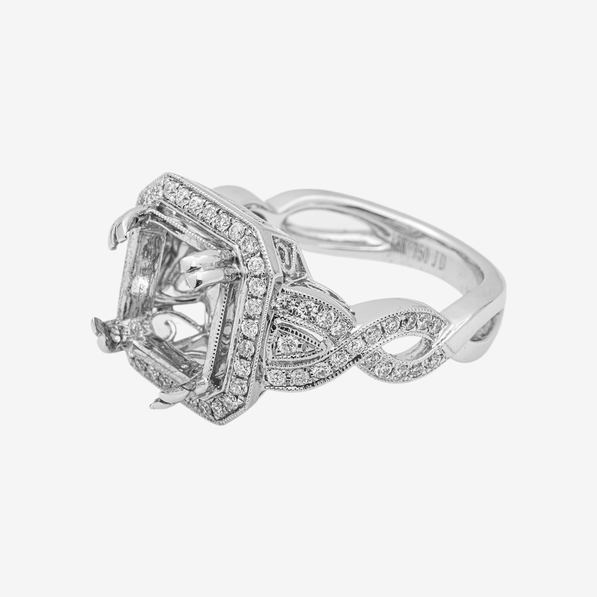 SQUARE DIAMOND ENGAGEMENT RING MOUNTING IN WG 1.15CT DIAMONDS