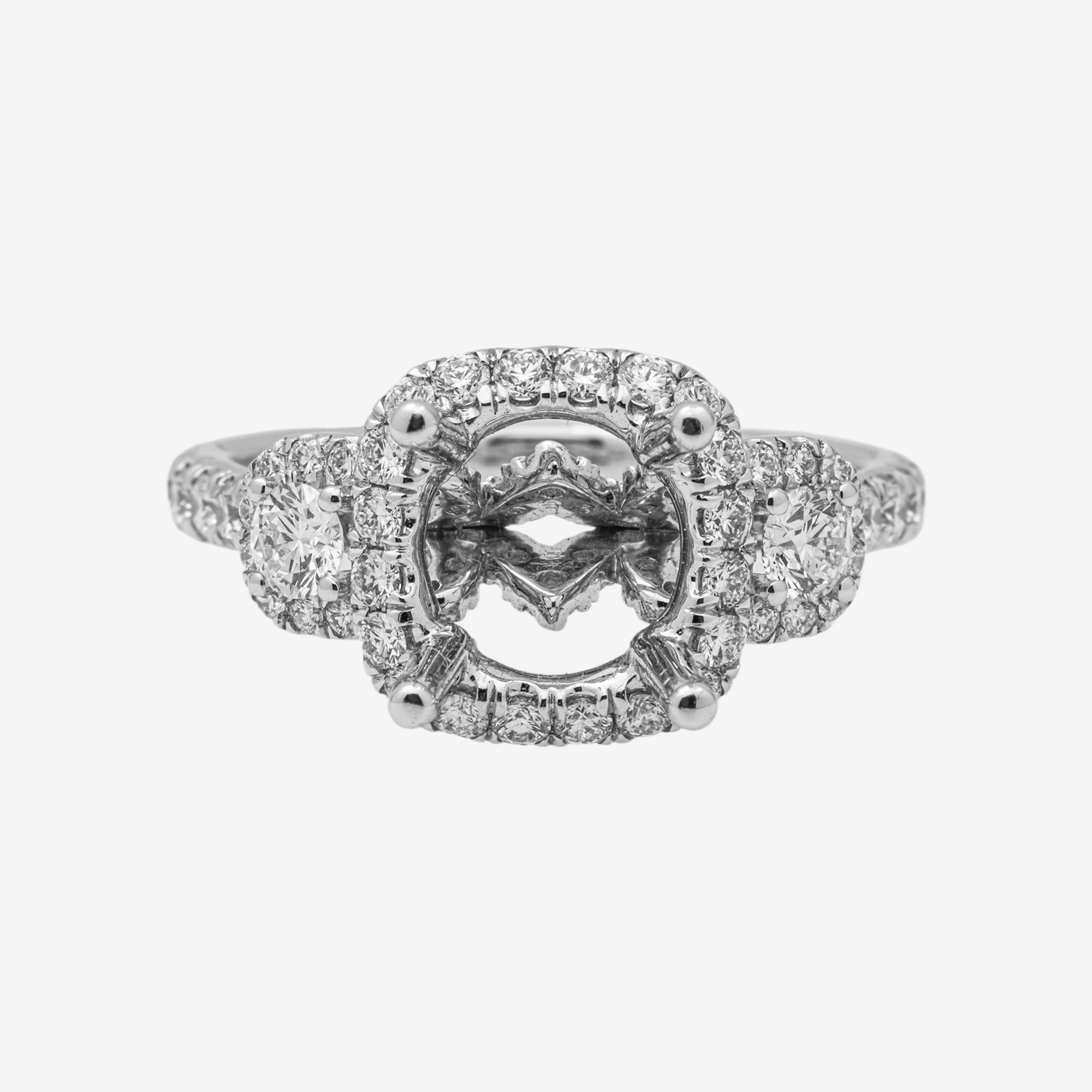 14K SQUARE DIAMOND ENGAGEMENT RING MOUNTING IN WG 1.15CT DIAMONDS
