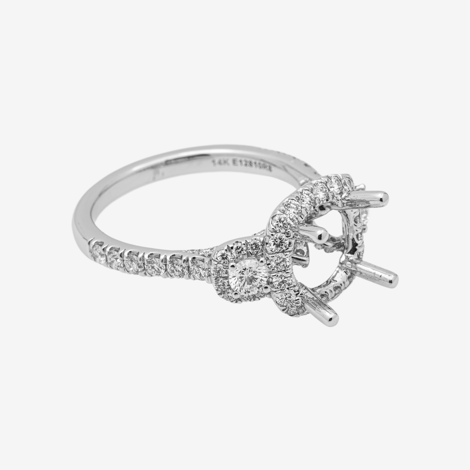 14K SQUARE DIAMOND ENGAGEMENT RING MOUNTING IN WG 1.15CT DIAMONDS