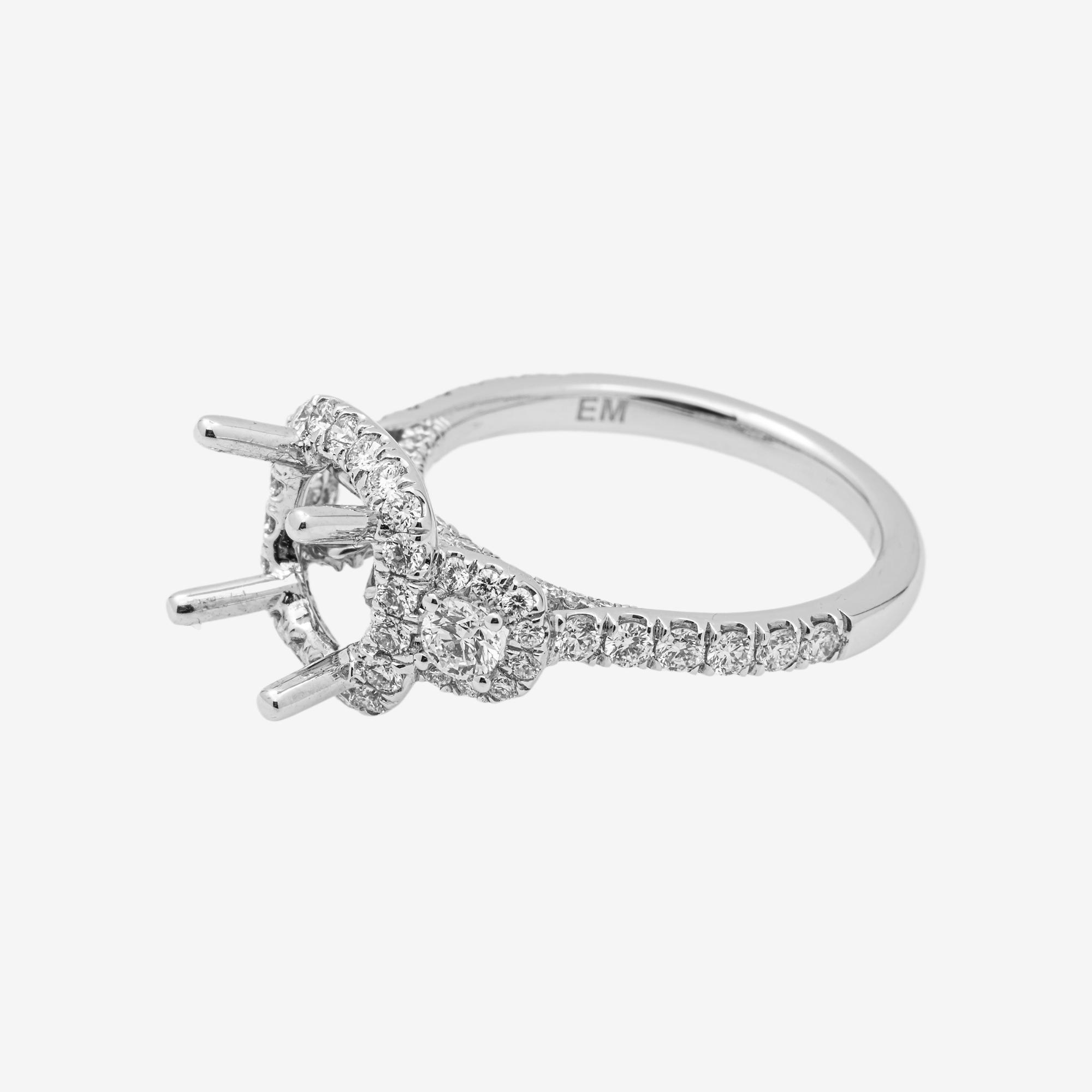 14K SQUARE DIAMOND ENGAGEMENT RING MOUNTING IN WG 1.15CT DIAMONDS