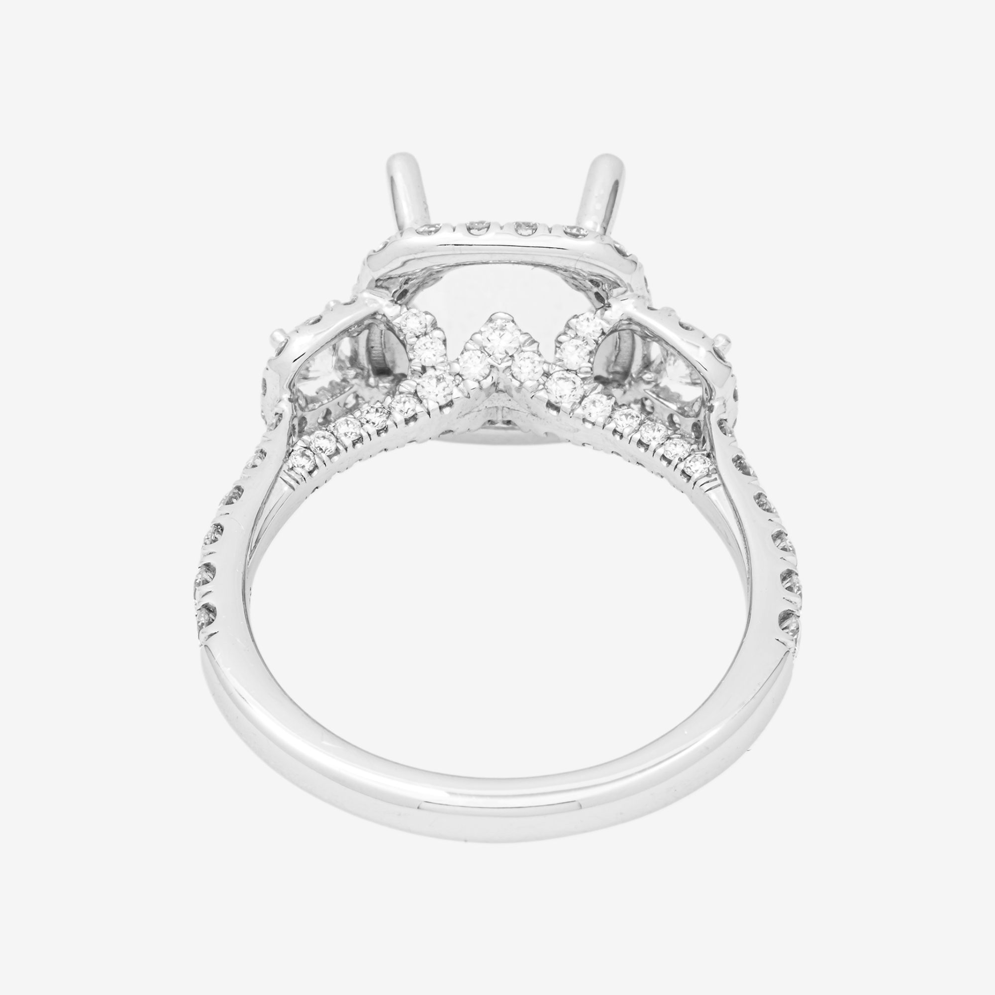 14K ROUNDED SQUARE DIAMOND ENGAGEMENT RING MOUNTING IN WG 1.15 CT DIAMONDS