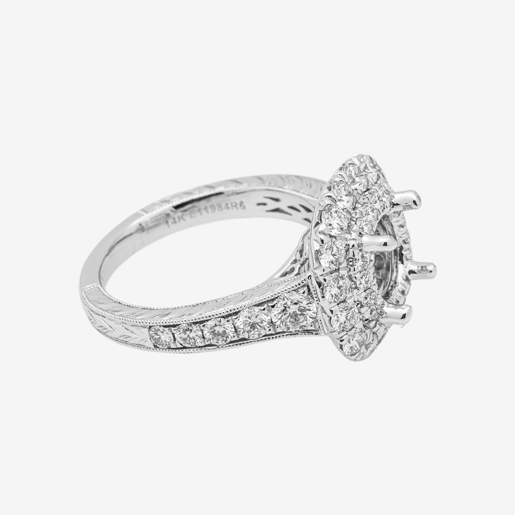 14K SQUARE DIAMOND ENGAGEMENT RING MOUNTING IN WG .65CT DIAMONDS