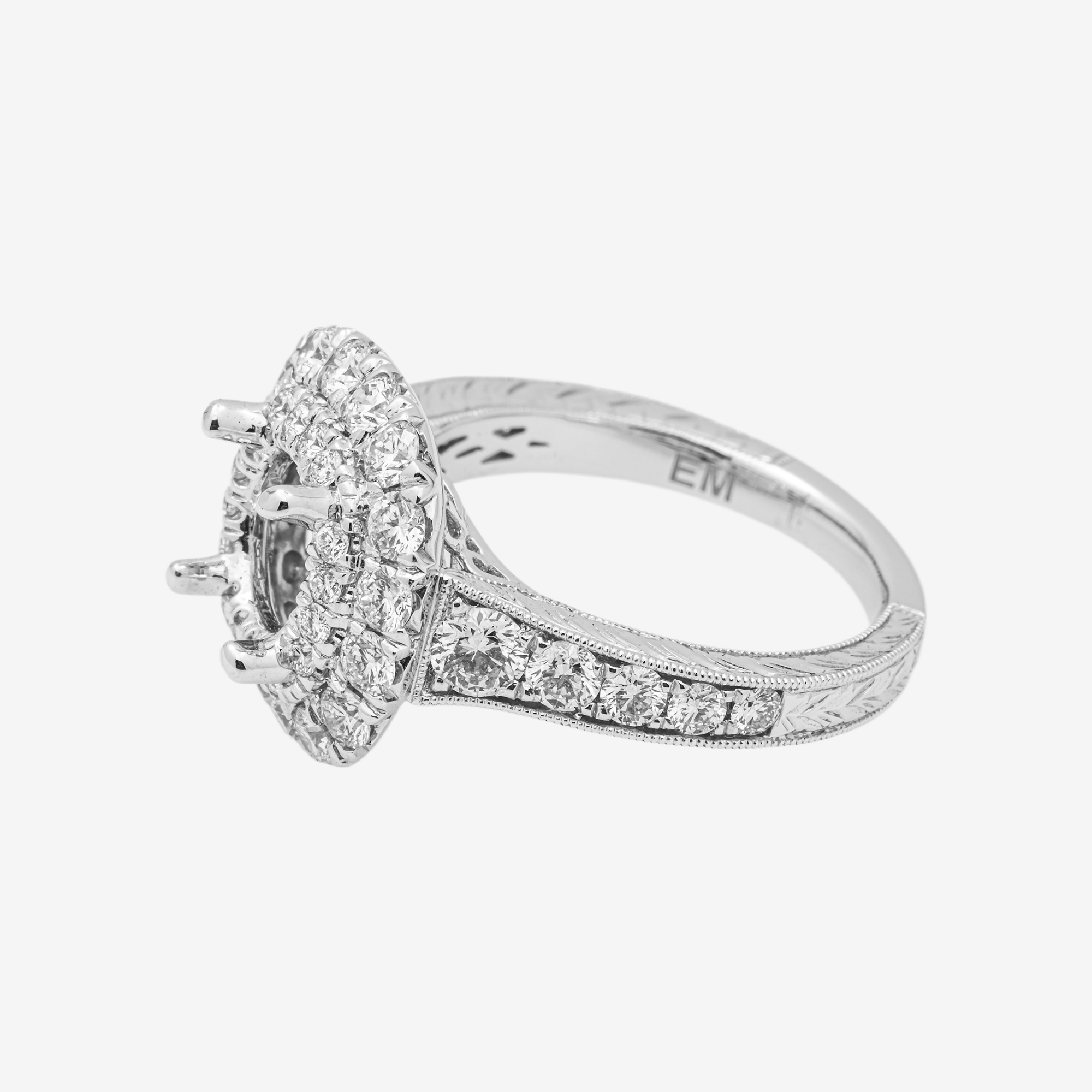 14K SQUARE DIAMOND ENGAGEMENT RING MOUNTING IN WG .65CT DIAMONDS