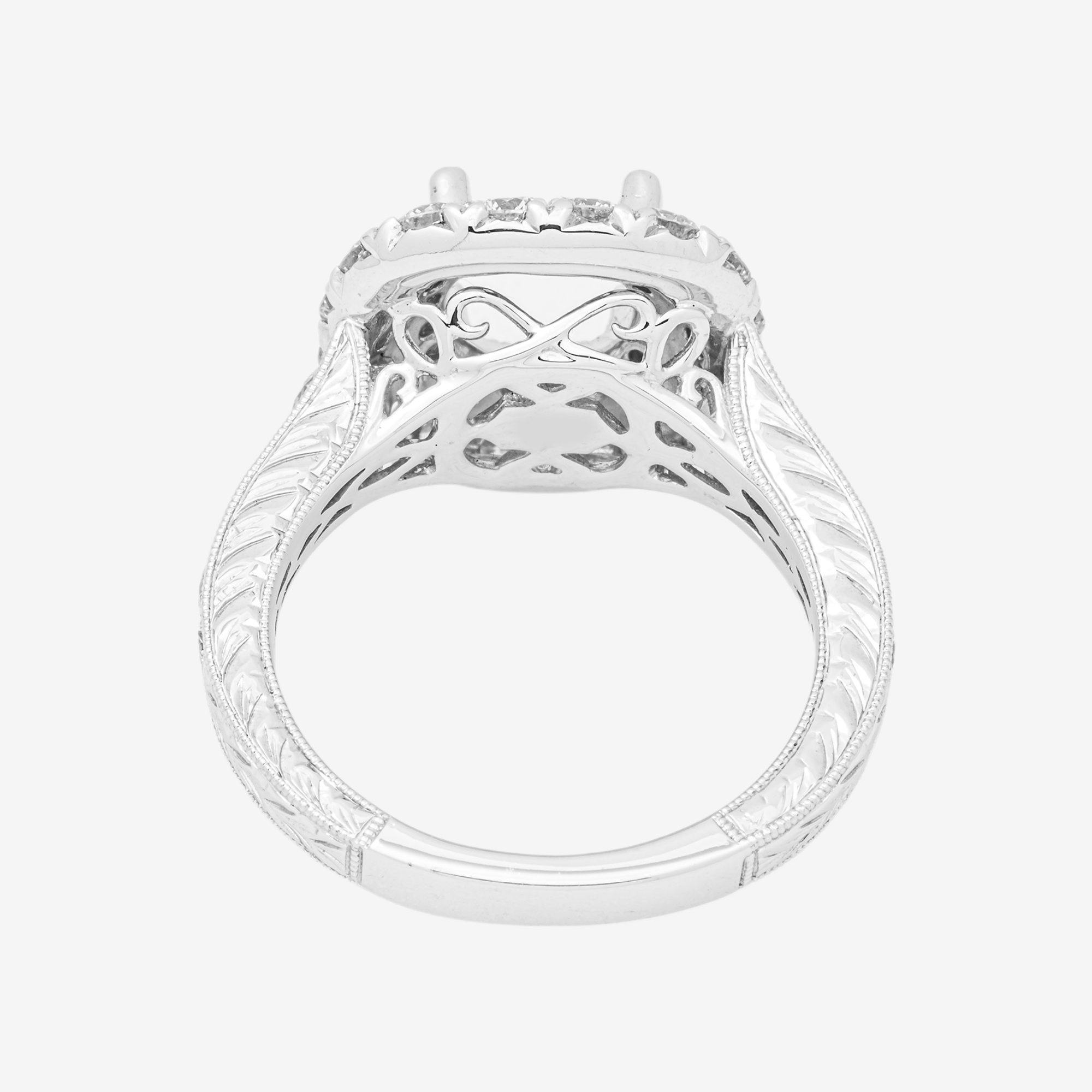 14K SQUARE DIAMOND ENGAGEMENT RING MOUNTING IN WG .65CT DIAMONDS