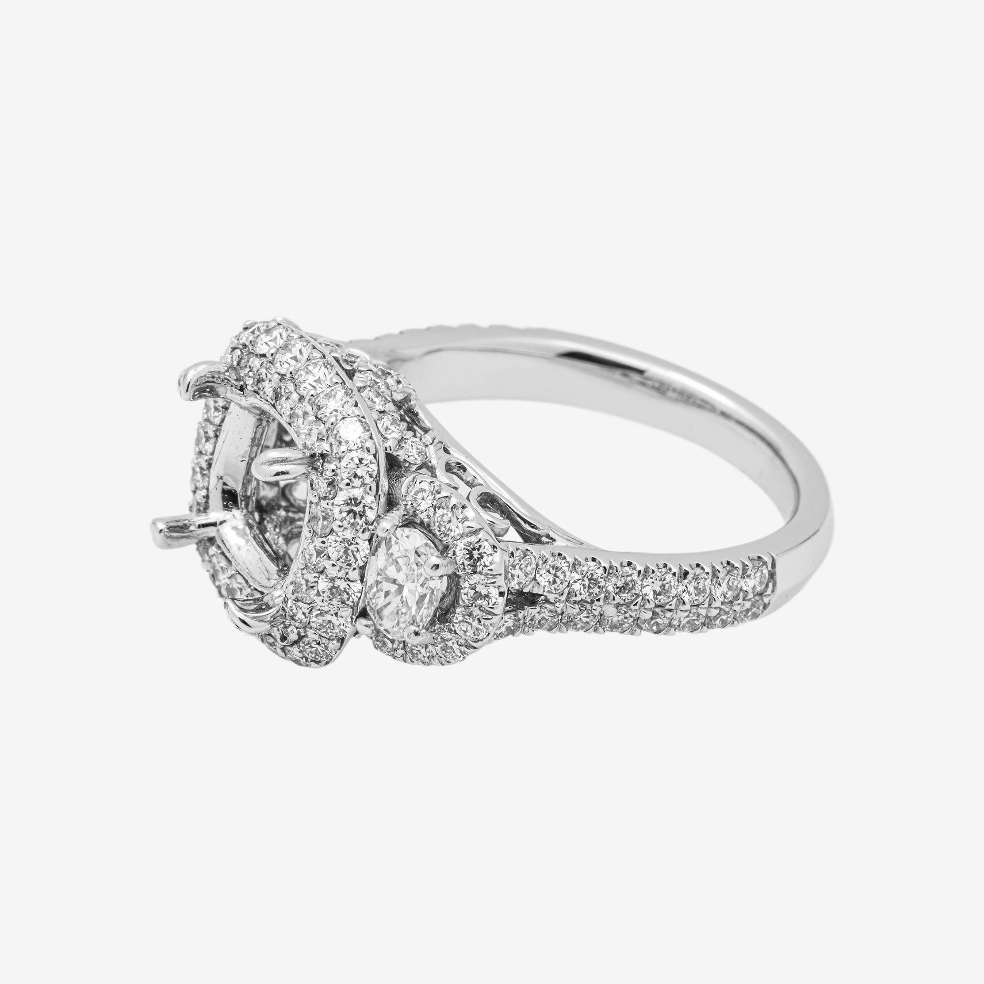14K ROUNDED SQUARE DIAMOND ENGAGEMENT RING MOUNTING IN WG 2 CT DIAMONDS