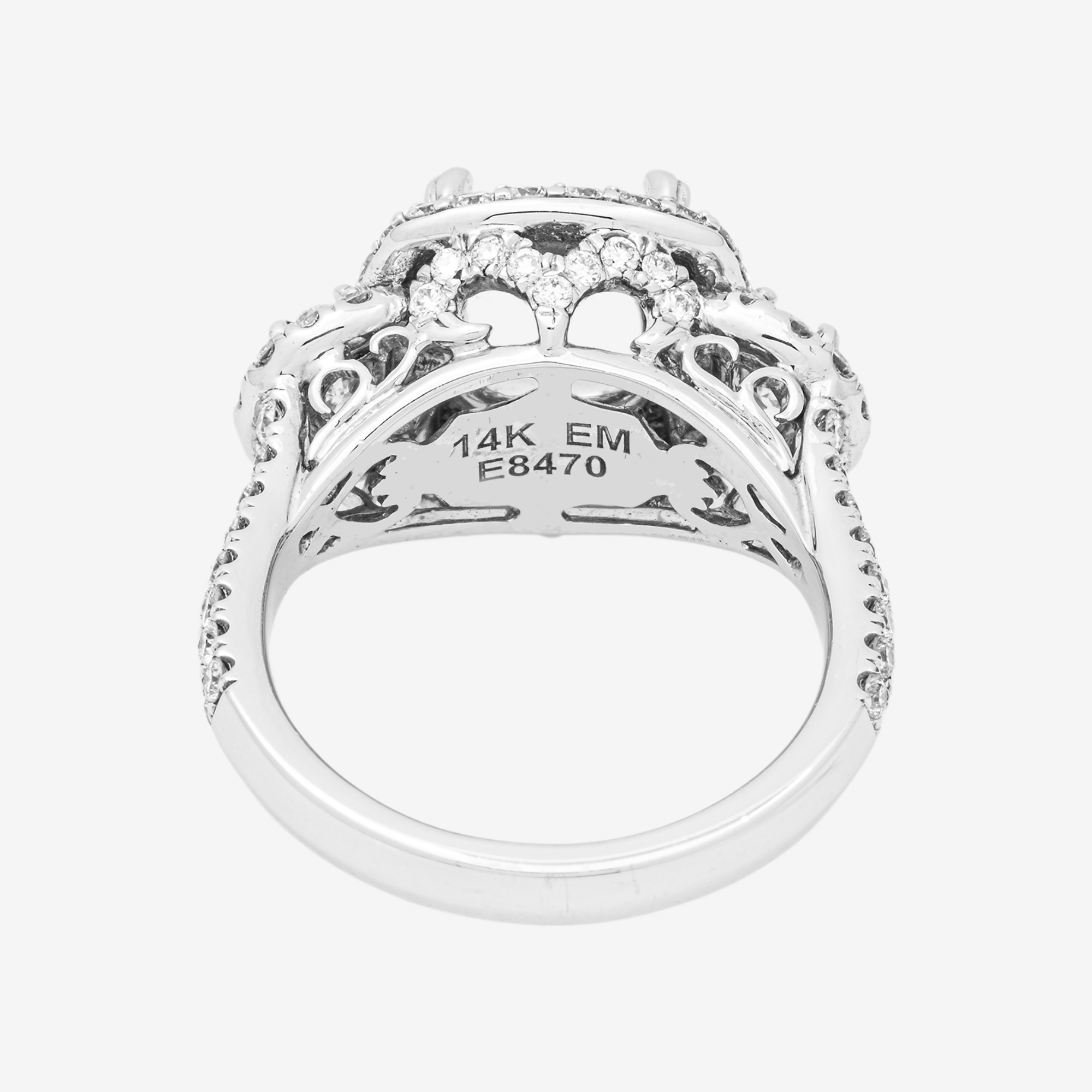 14K ROUNDED SQUARE DIAMOND ENGAGEMENT RING MOUNTING IN WG 2 CT DIAMONDS