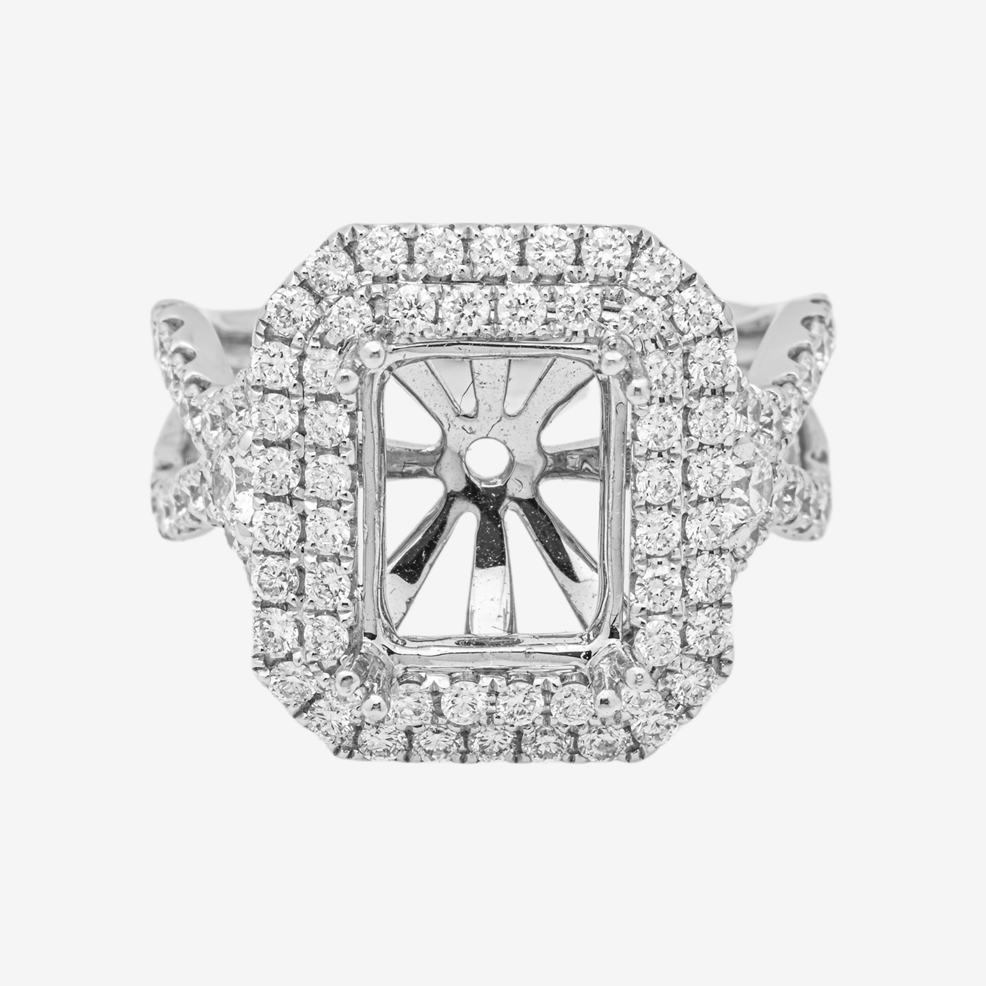 18K SQUARE DIAMOND ENGAGEMENT RING MOUNTING IN WG 1.6 CT DIAMONDS