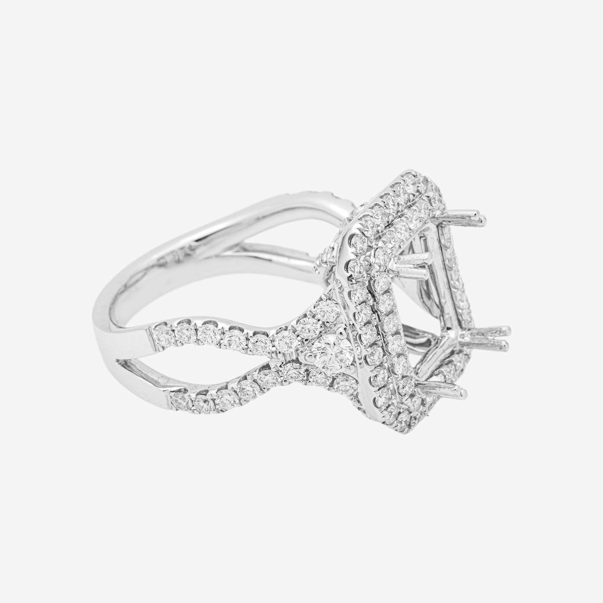 18K SQUARE DIAMOND ENGAGEMENT RING MOUNTING IN WG 1.6 CT DIAMONDS